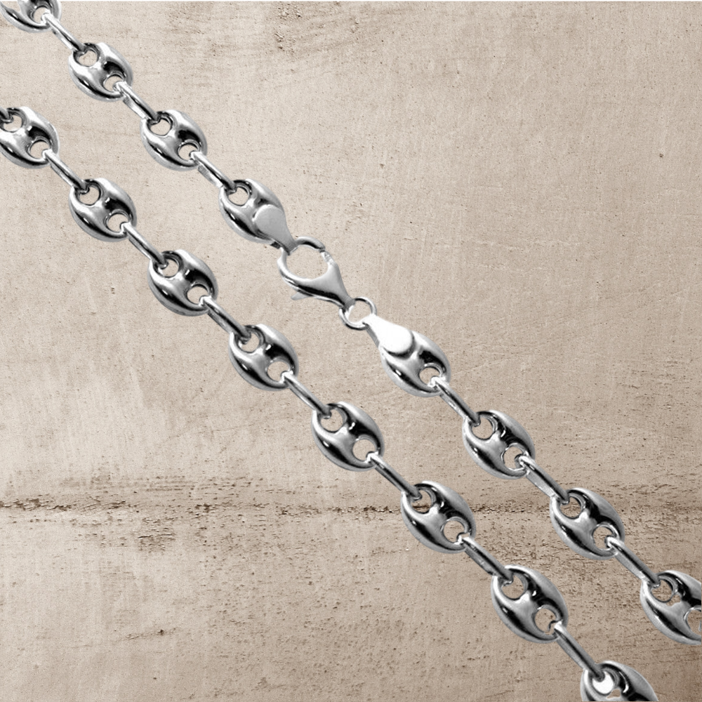 Cadena unisex eslabones calabrote 10mm x 7,5mm de Plata de ley 50cm 4