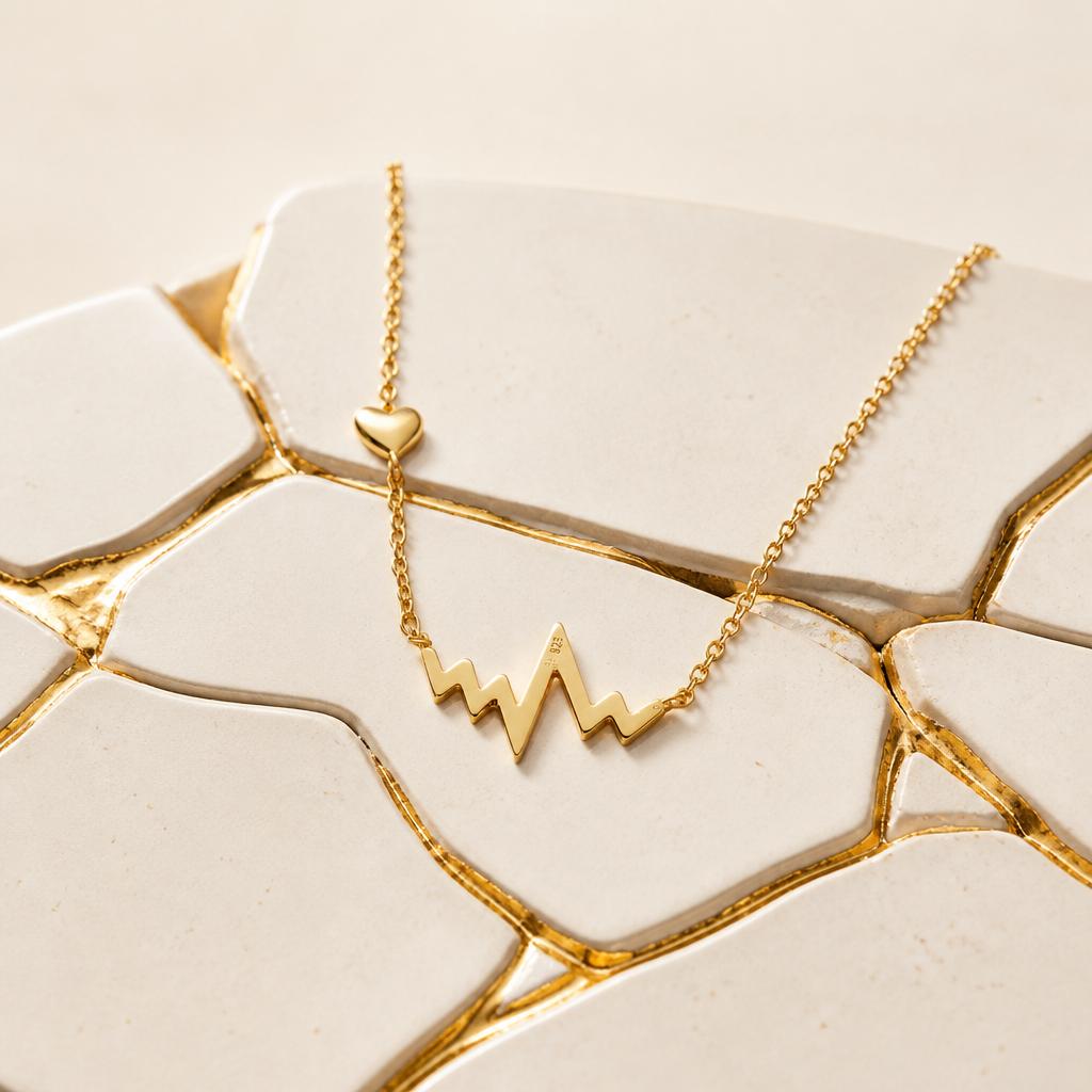 Gargantilla electro corazón de Plata de ley con baño de Oro 4
