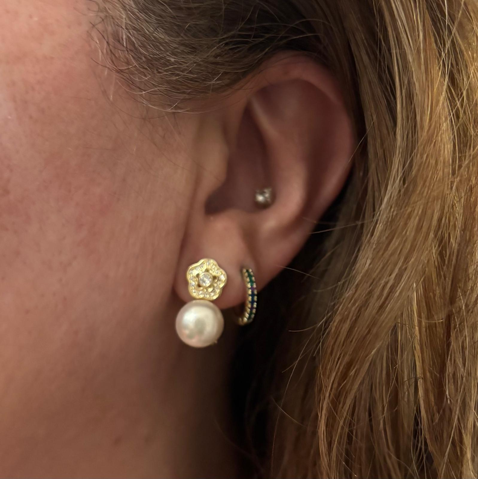 Pendientes Plata Dorada Perlas Cultivadas Cierre Omega | Minoplata 5