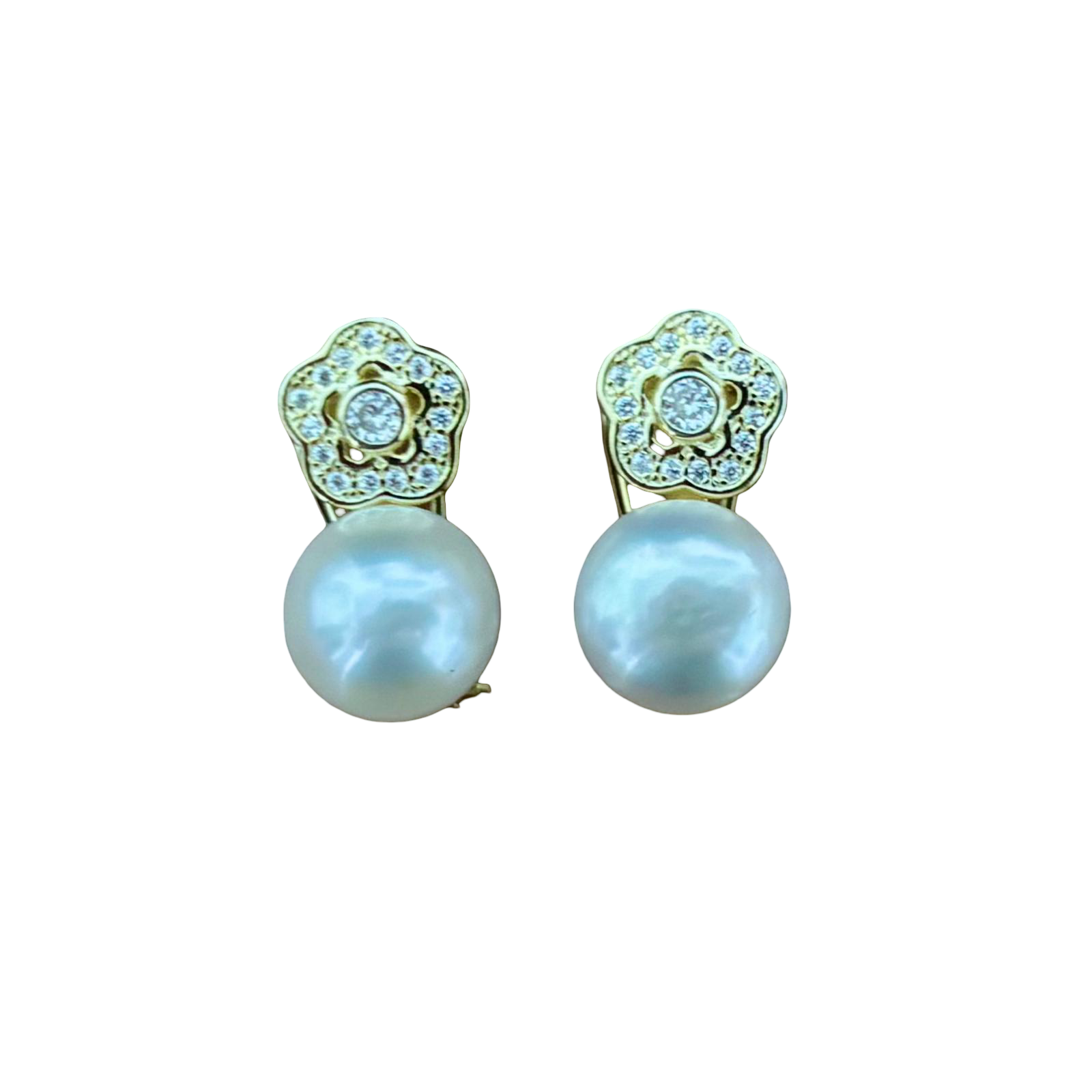 Pendientes Plata Dorada Perlas Cultivadas Cierre Omega | Minoplata