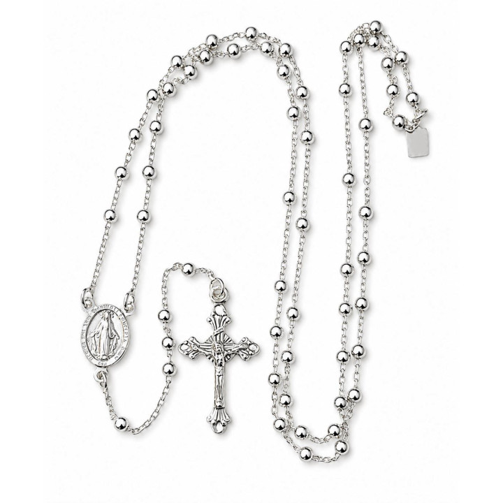 Rosario de Plata con bolas 3 Mm.