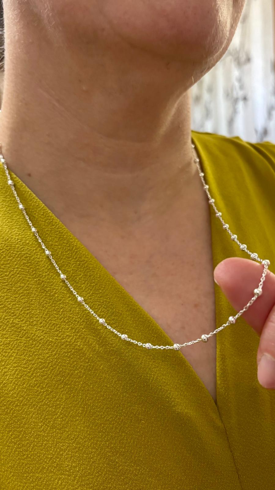 Cadena bolitas 0.35mm de Plata de ley 925 60cm 3