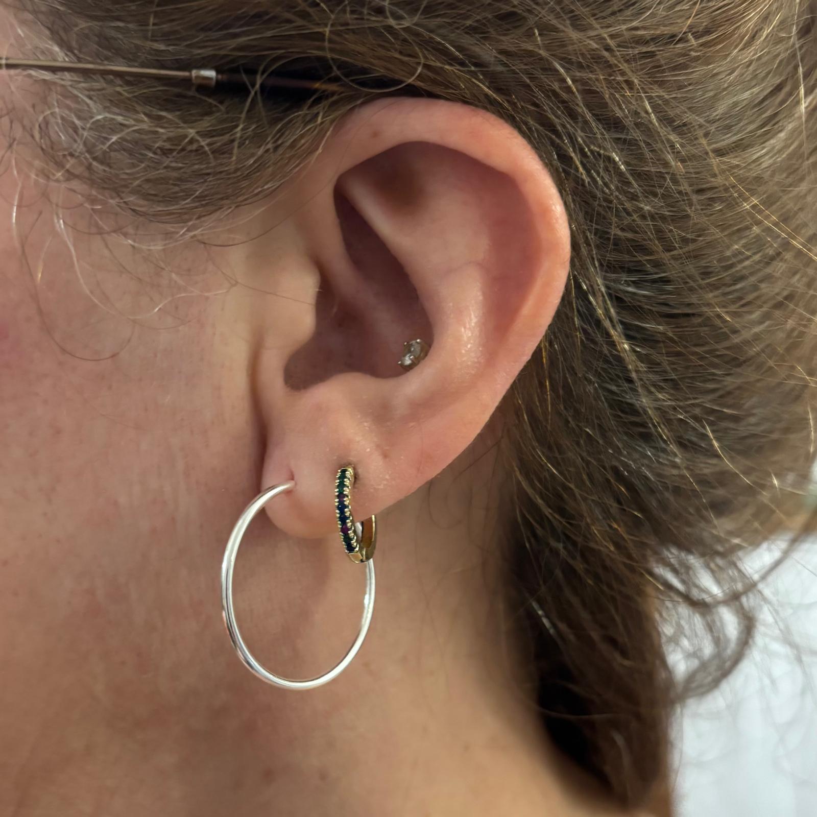 Pendientes Aros finos 25 mm de Plata de ley 5