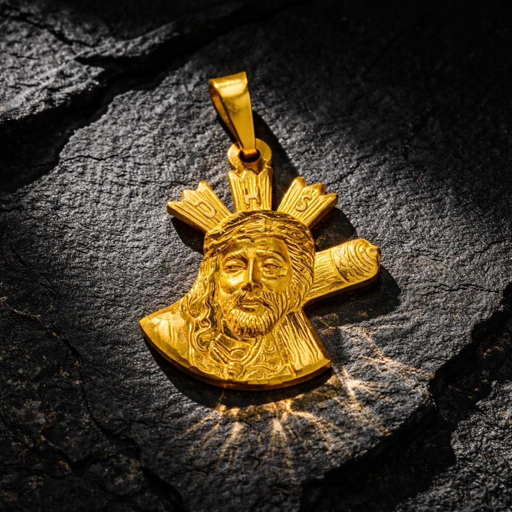 Medalla silueta Cristo del Gran Poder de Plata de ley bañada en Oro 20x26mm 6