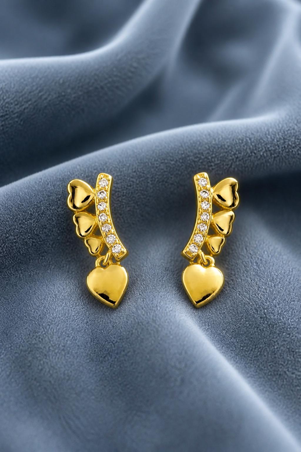 Pendientes Trepadores Plata de Ley Dorada Corazones | Minoplata 3