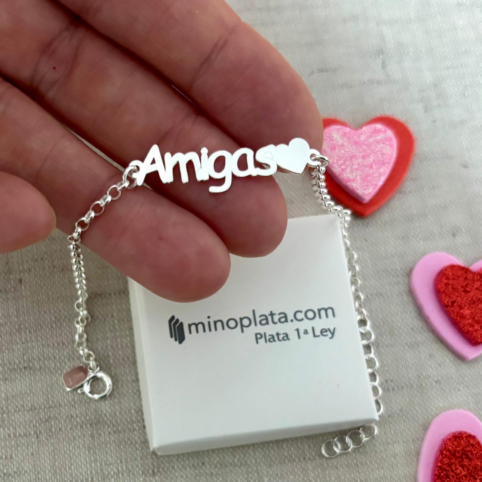 Pulsera amigas corazón de Plata de ley 925