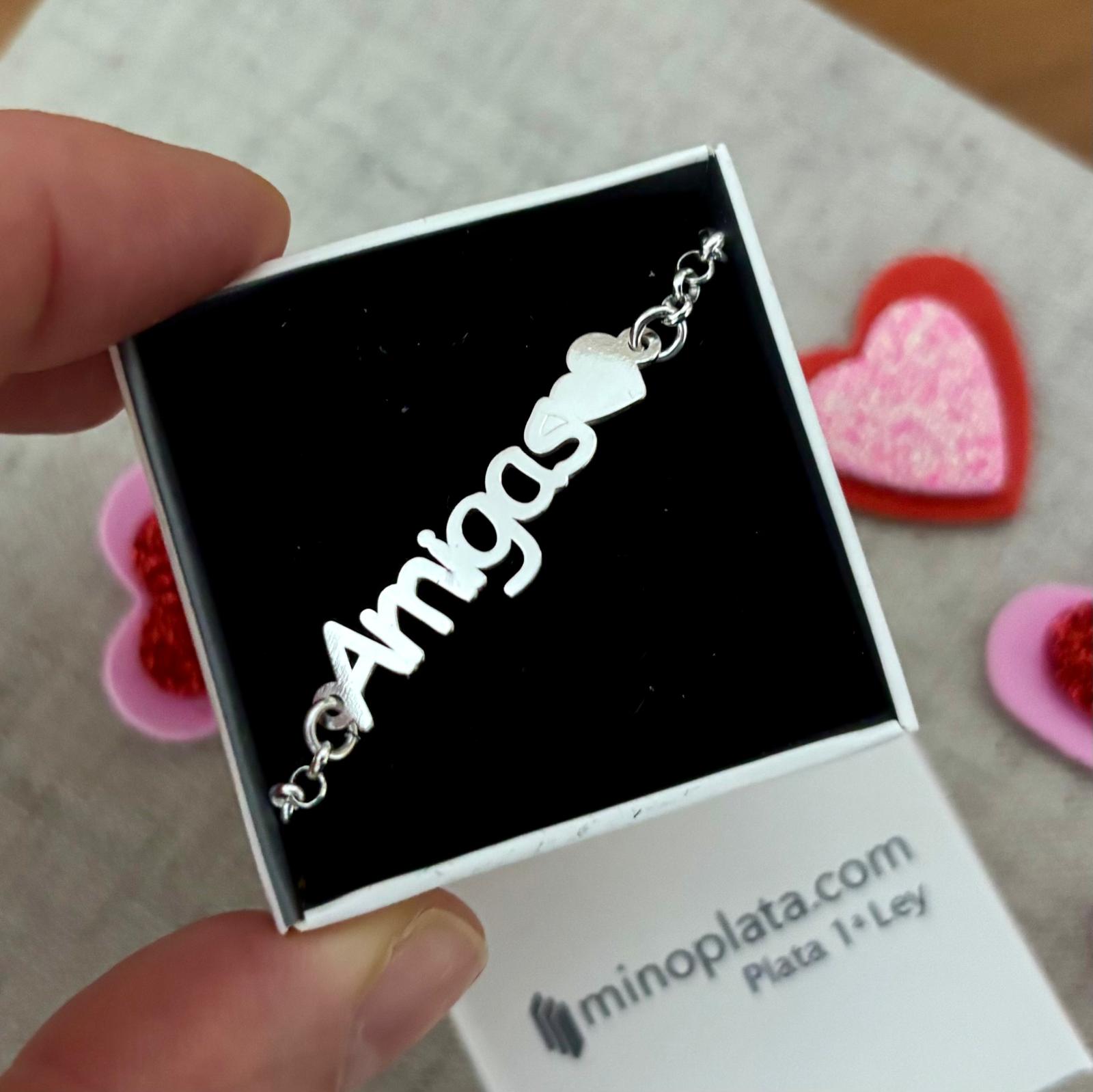 Pulsera amigas corazón de Plata de ley 925 4
