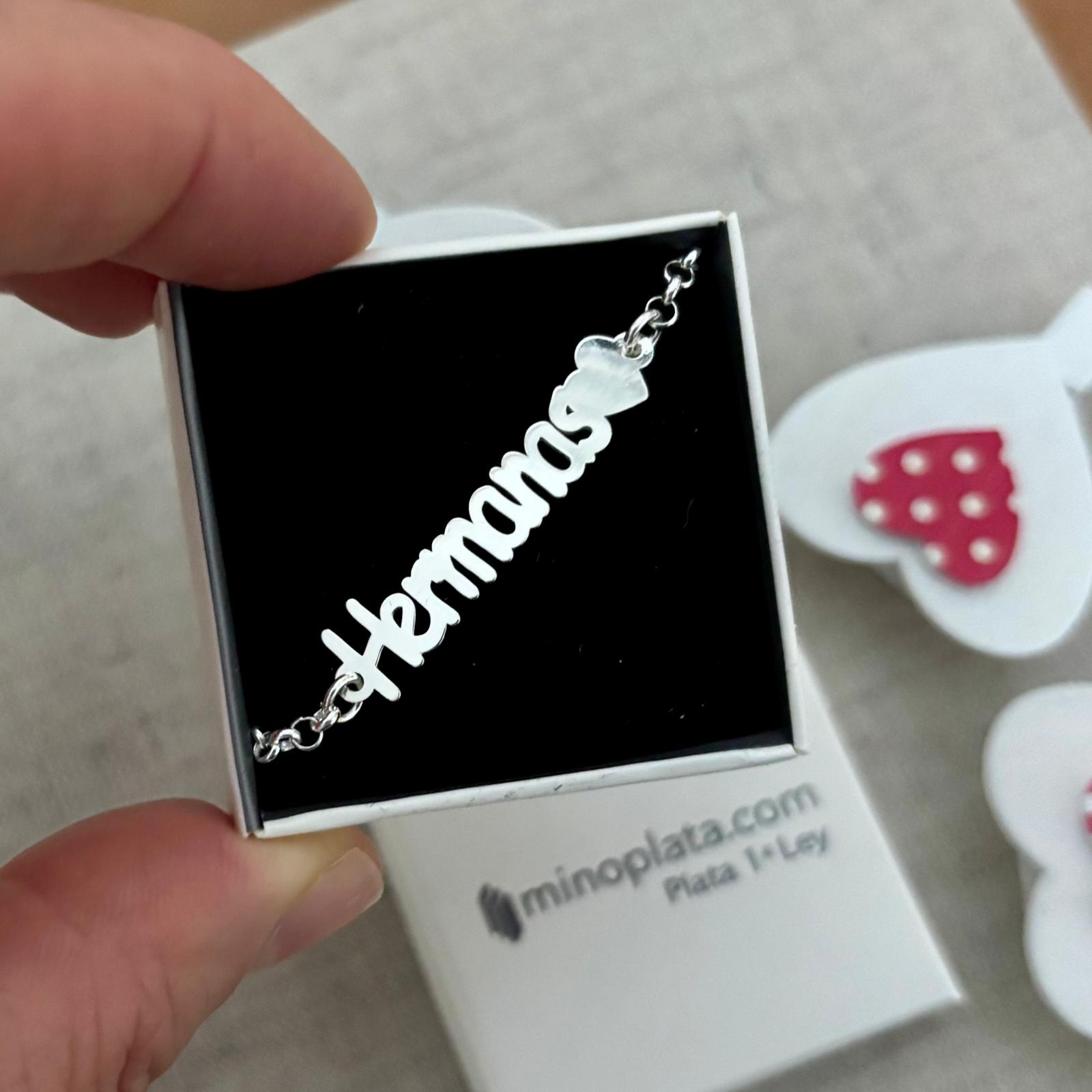 Pulsera hermanas de Plata de ley 925 con corazón 4