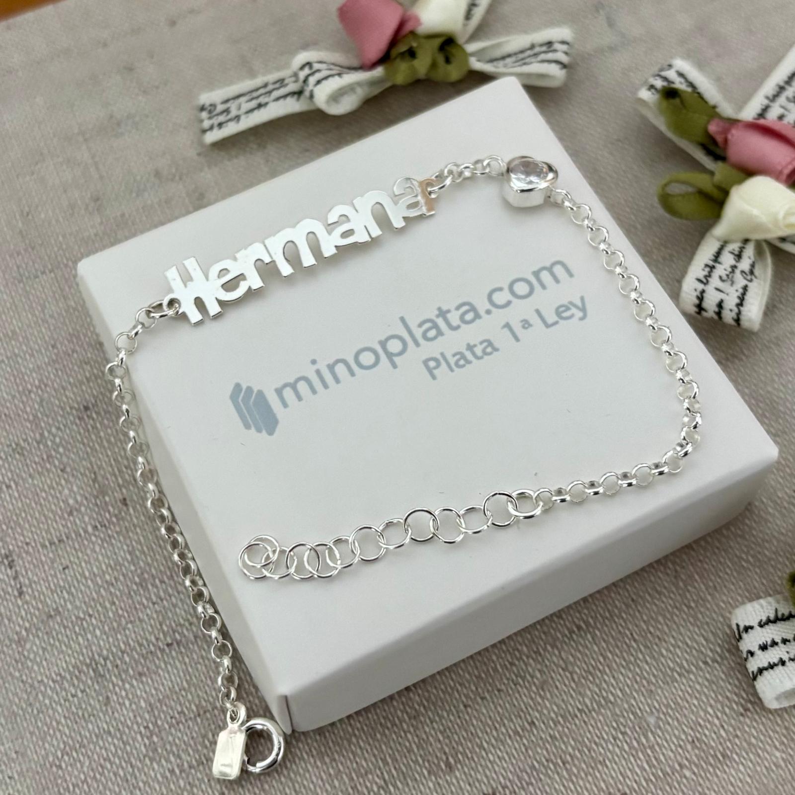 Pulsera hermana de Plata de ley 925 figura corazón con Circonita 4