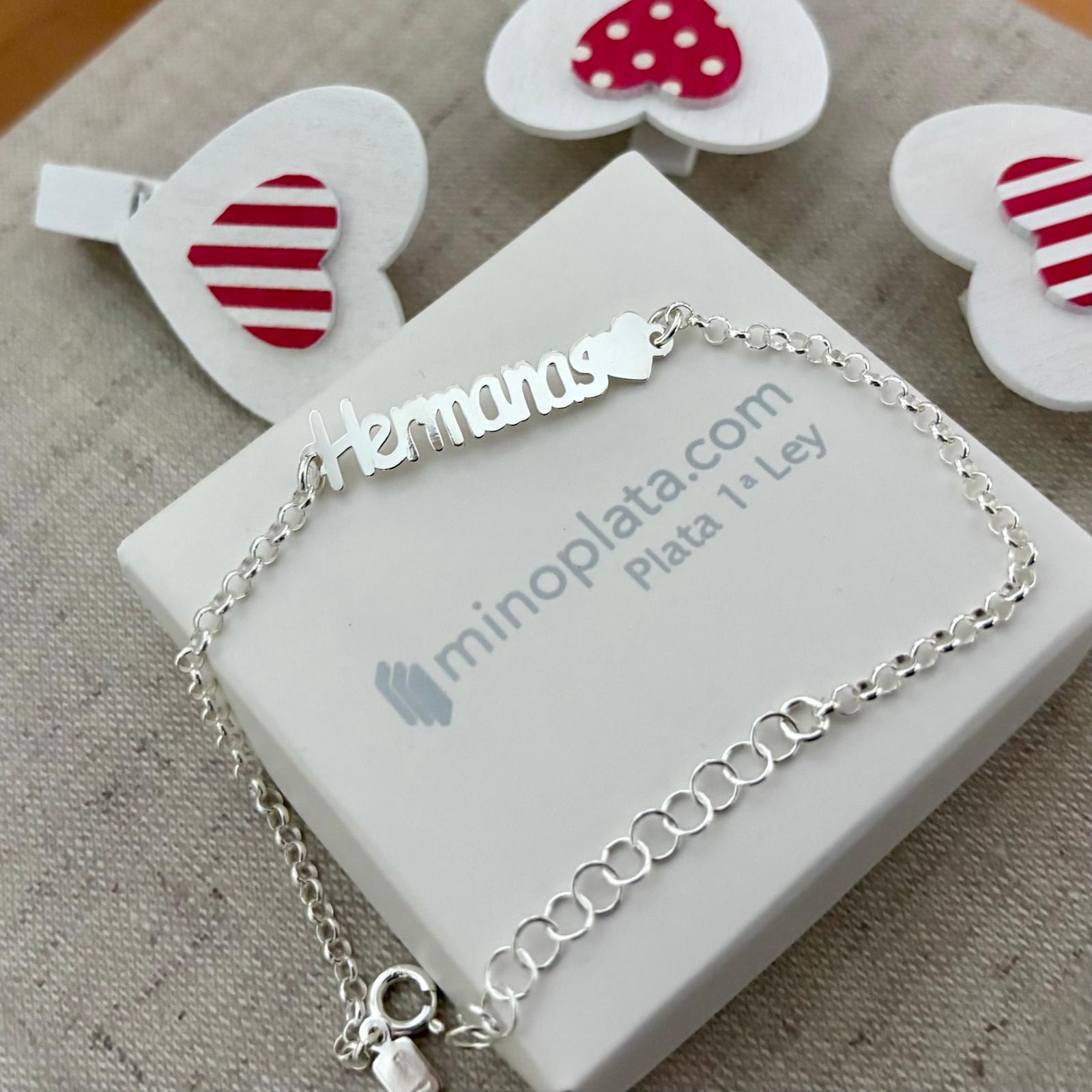 Pulsera hermanas de Plata de ley 925 con corazón 5