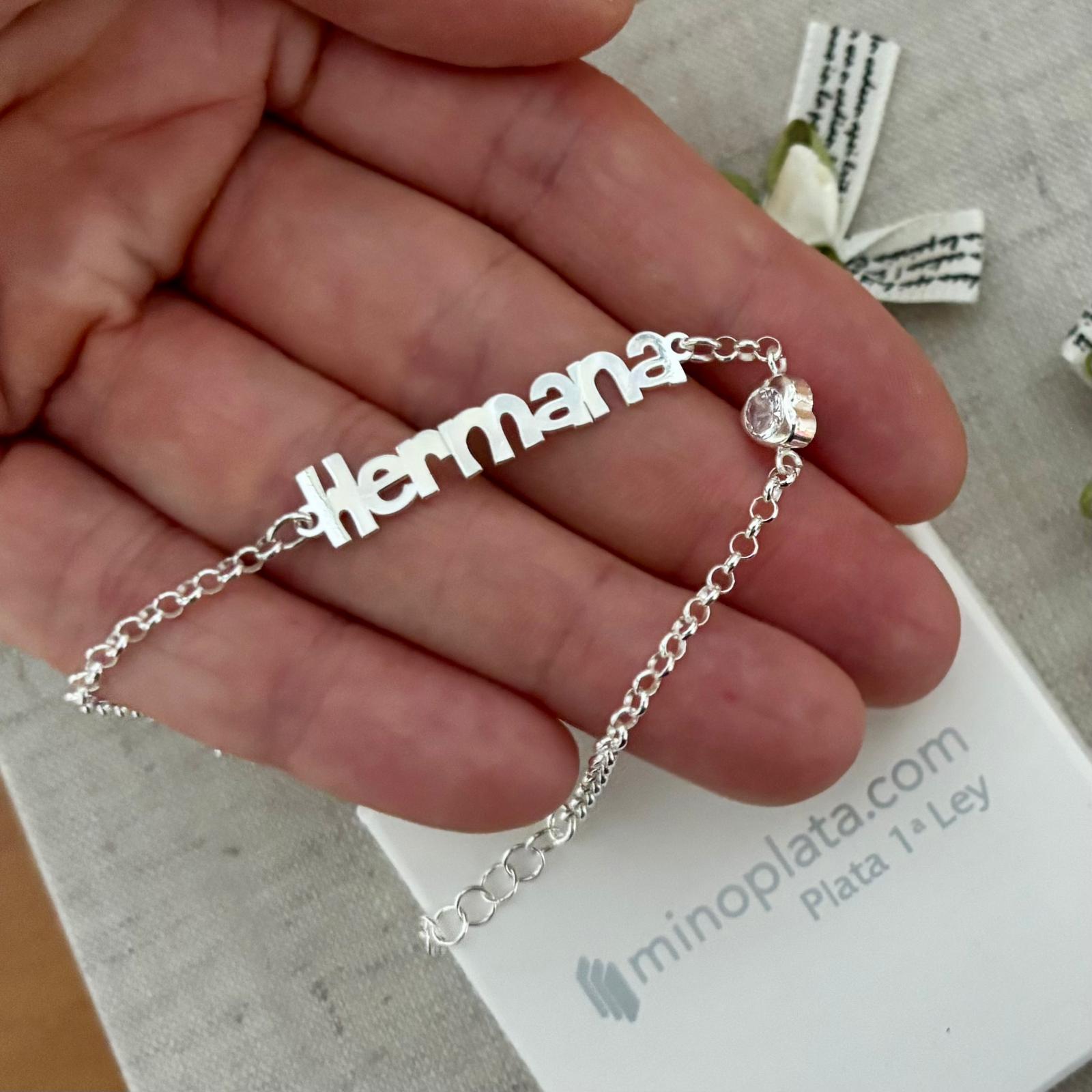 Pulsera hermana de Plata de ley 925 figura corazón con Circonita