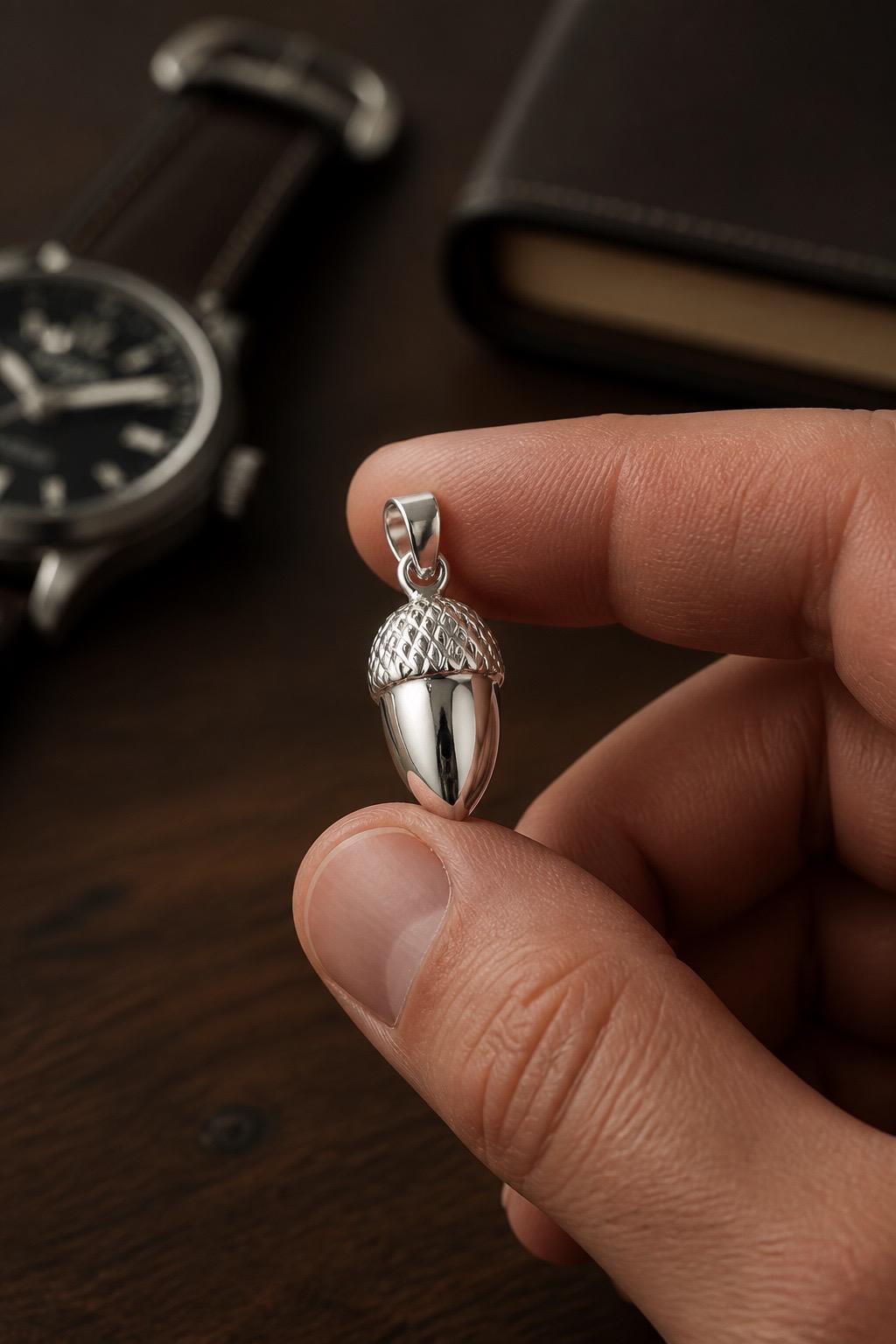 Colgante bellota 15mm de Plata de ley 925 3