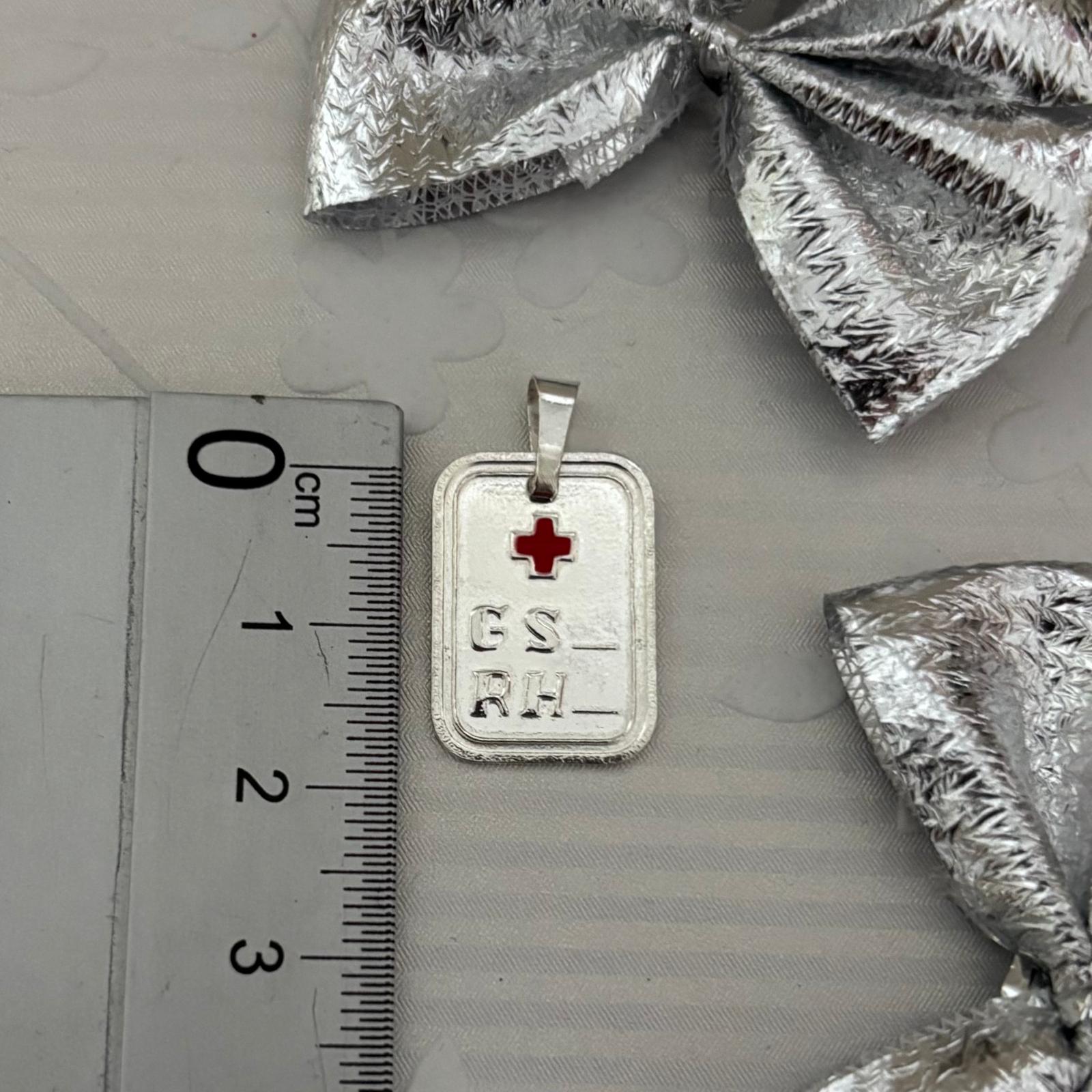 Colgante chapa Grupo Sanguíneo de Plata de ley pequeño 14mmx20mm 4