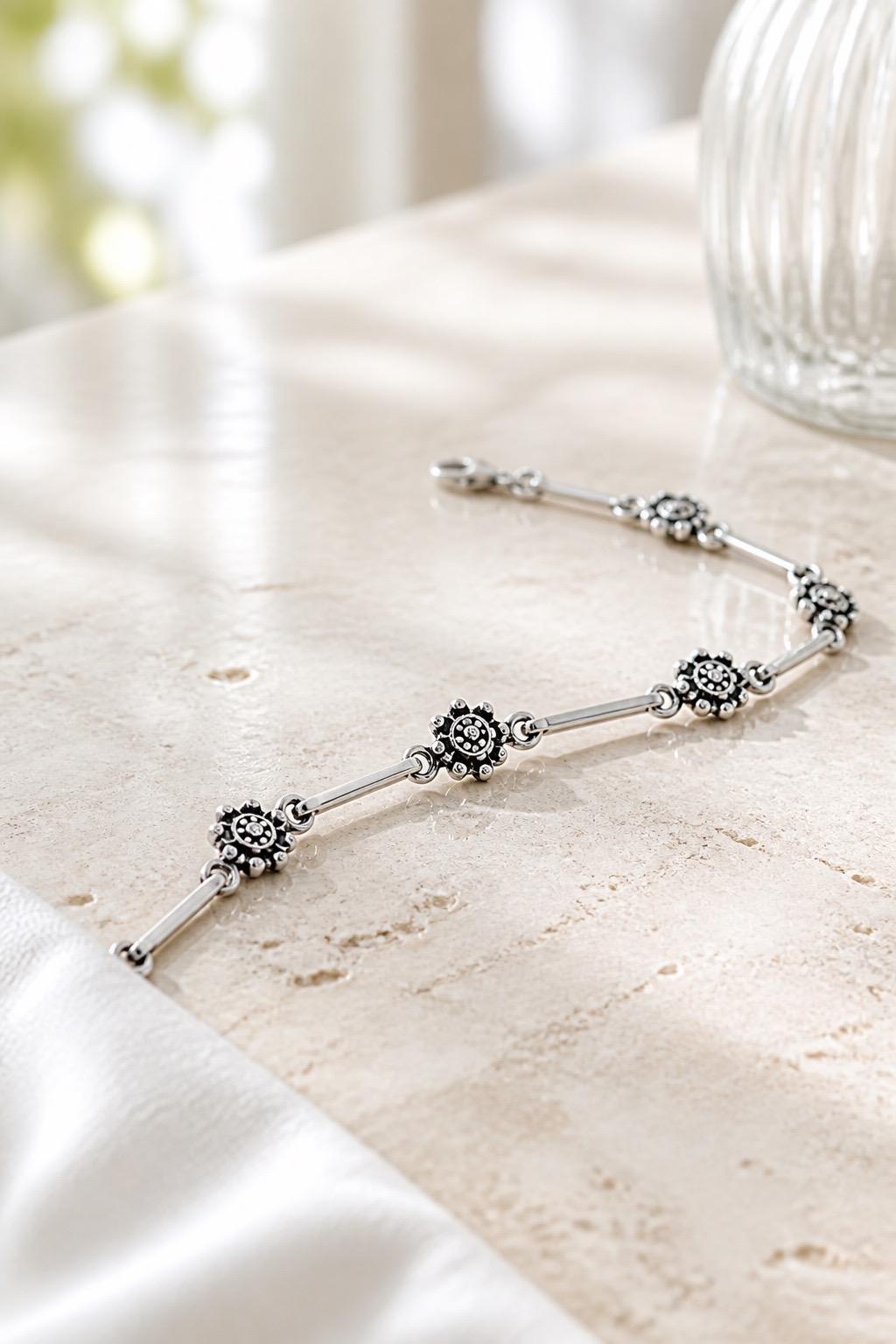 Pulsera charro de Plata de ley envejecida 3