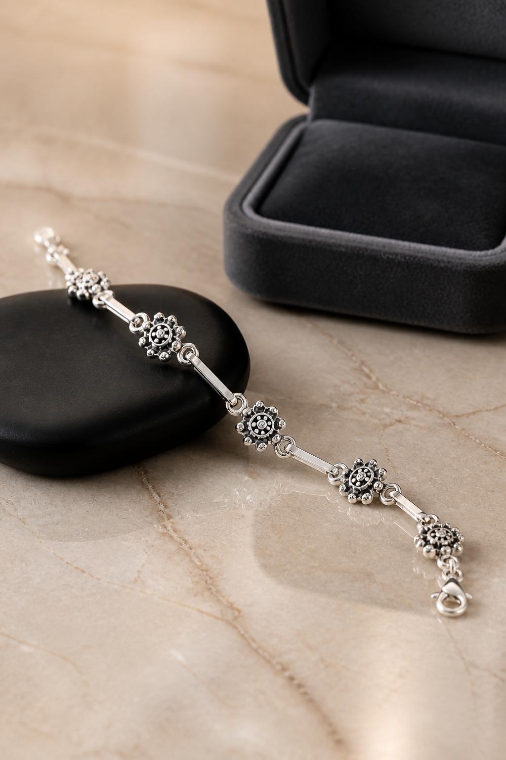 Pulsera charro de Plata de ley envejecida 4