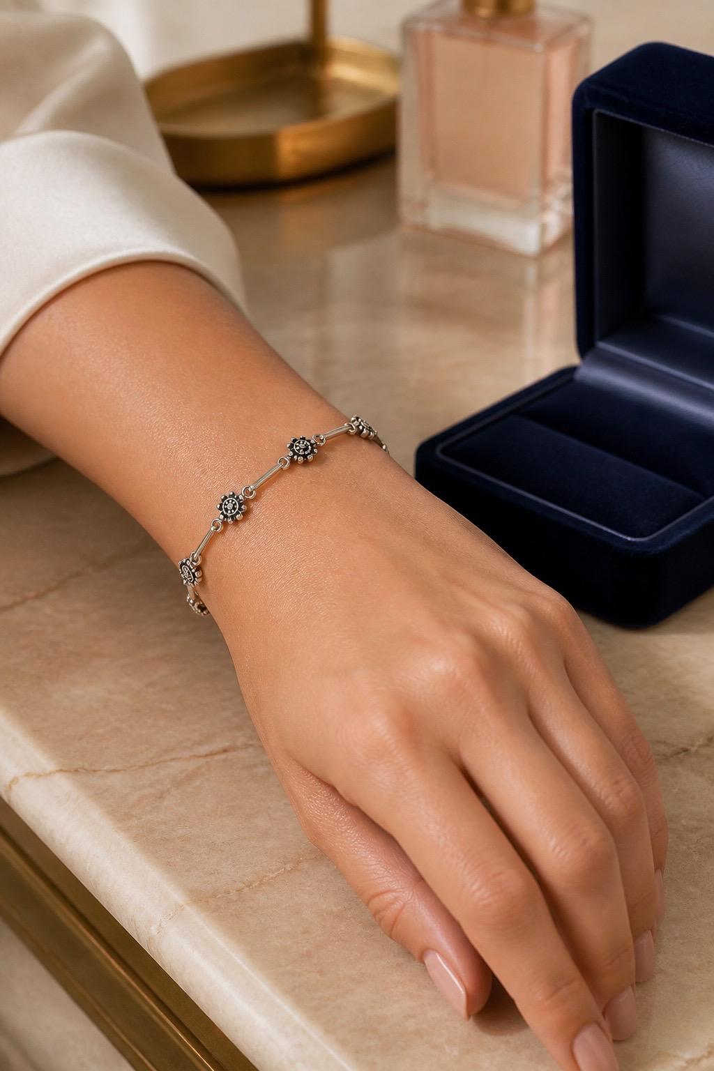 Pulsera charro de Plata de ley envejecida