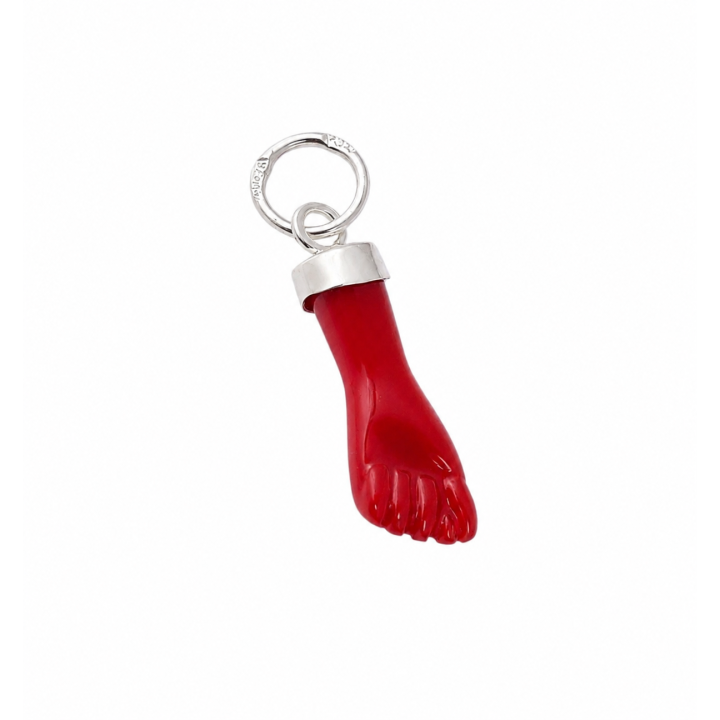 Colgante amuleto manita higa roja de Plata de ley