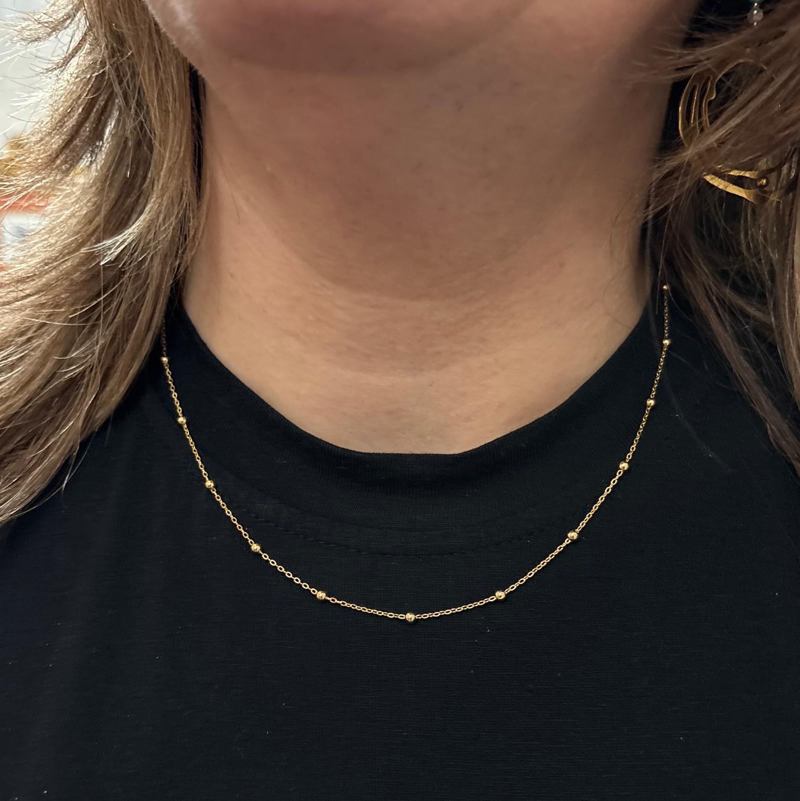 Cadena bolitas de Plata de ley chapada en Oro 45cm