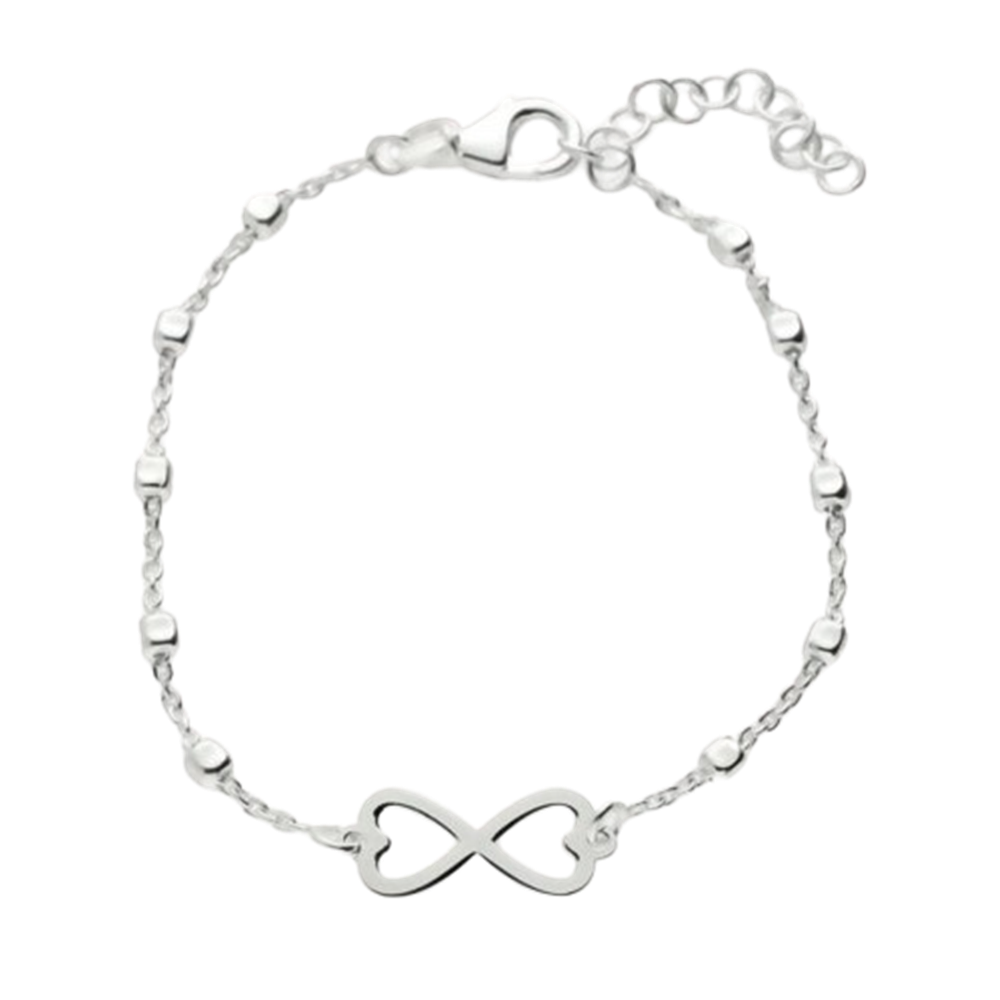 Pulsera bolitas infinito corazón de Plata de ley 925 1