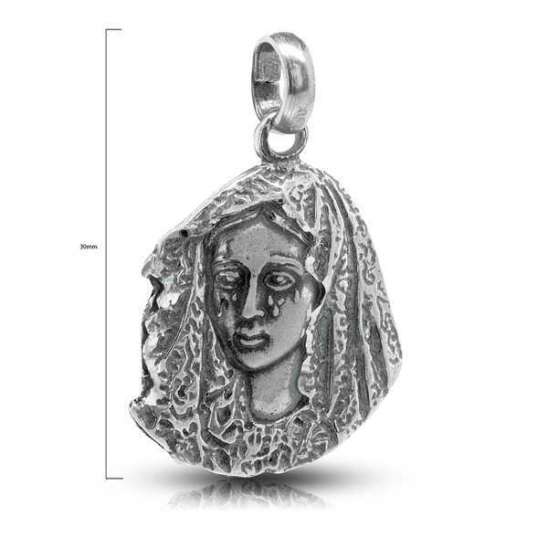 Colgante silueta Virgen de la Esperanza de Plata envejecida 4