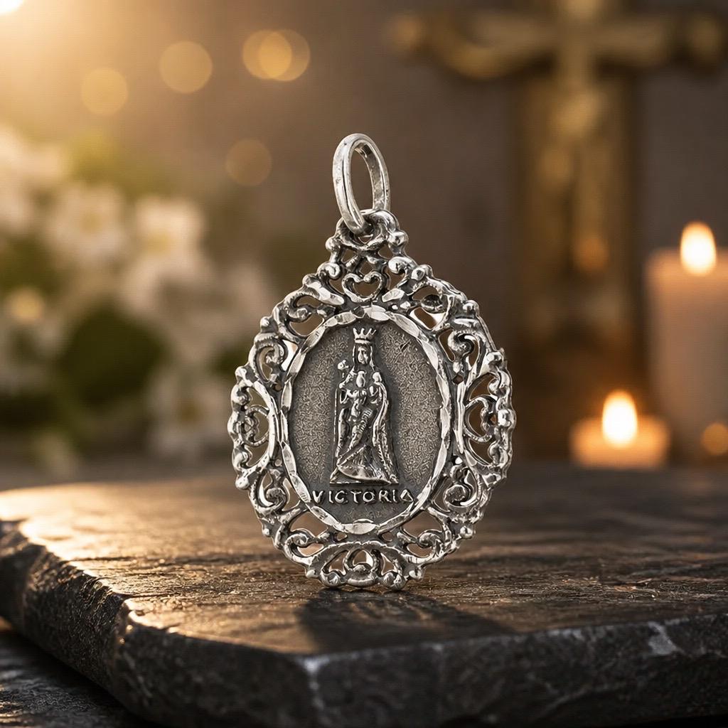 Medalla Virgen de la Victoria de Plata de ley envejecida