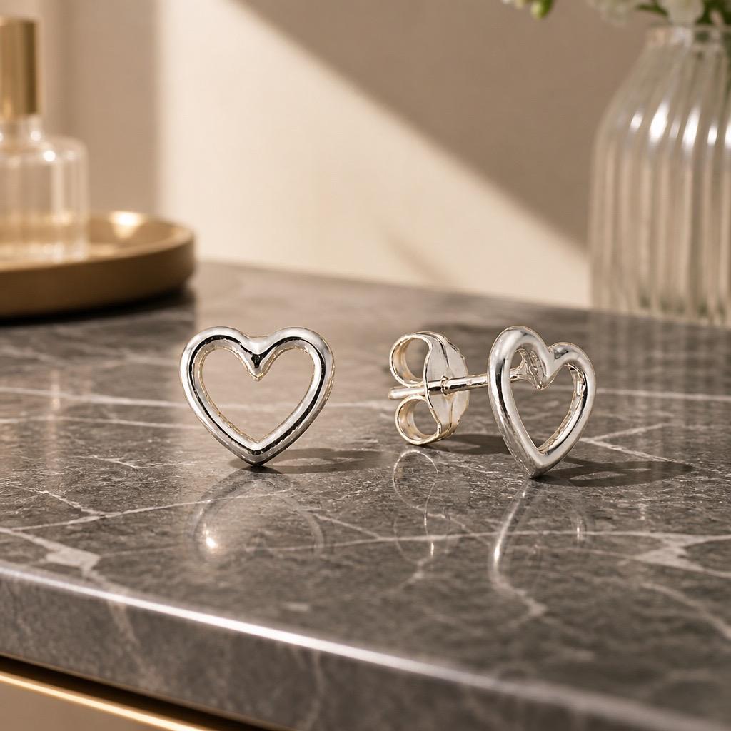 Pendientes corazón calado de Plata 5