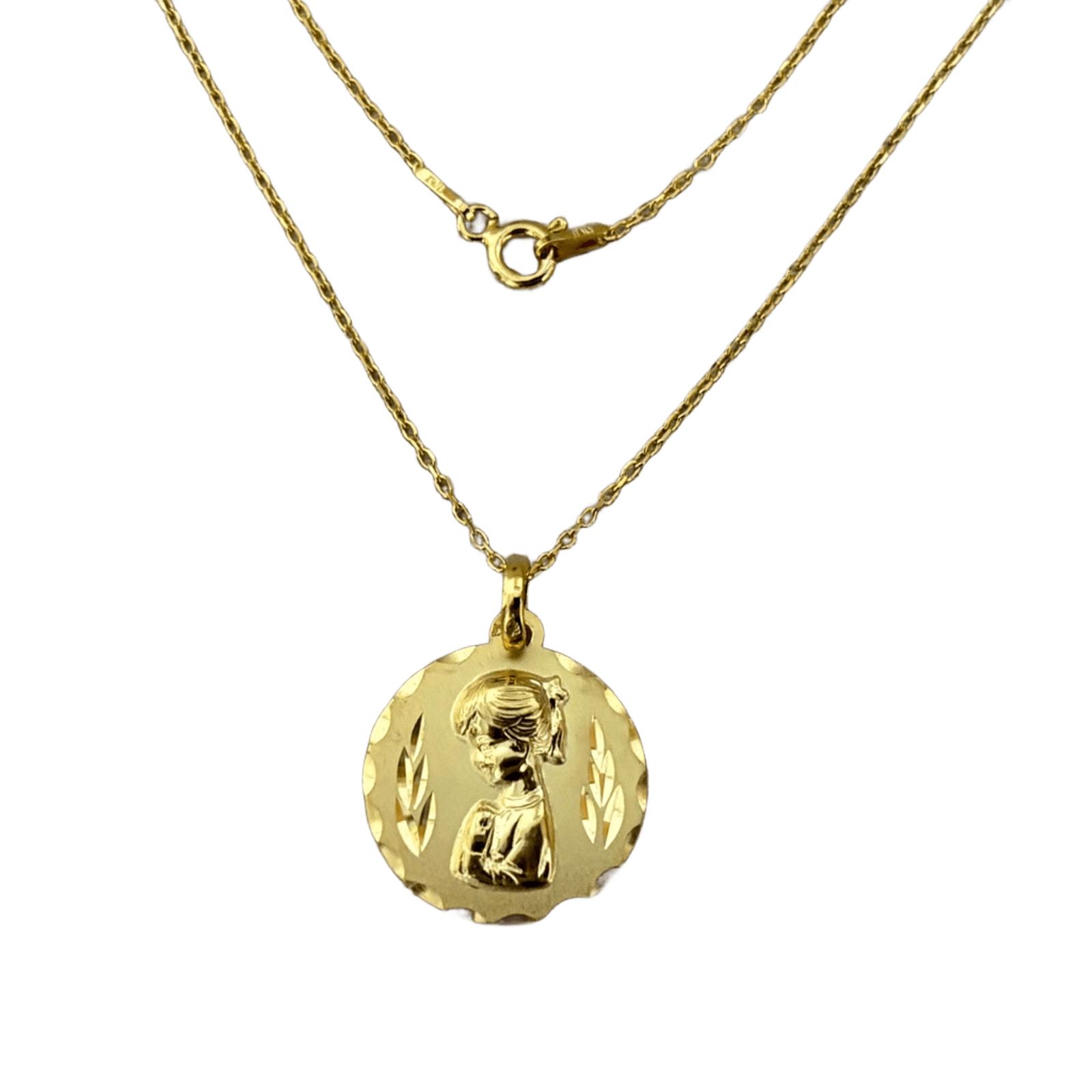 Gargantilla medalla Virgen Niña de Plata chapada en Oro