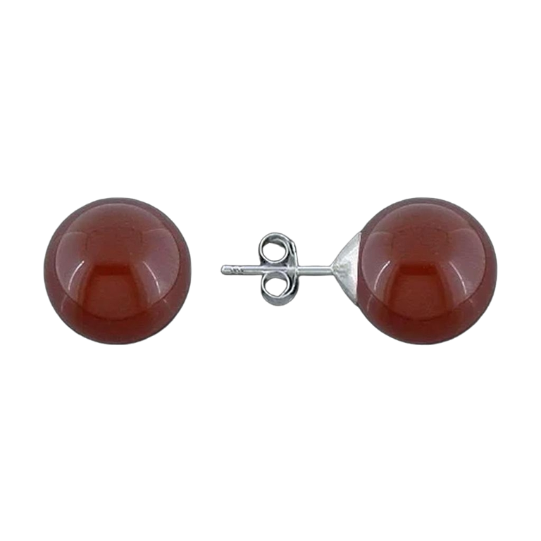 Pendientes piedra semipreciosa Carneola bola 8mm en Plata de ley 925