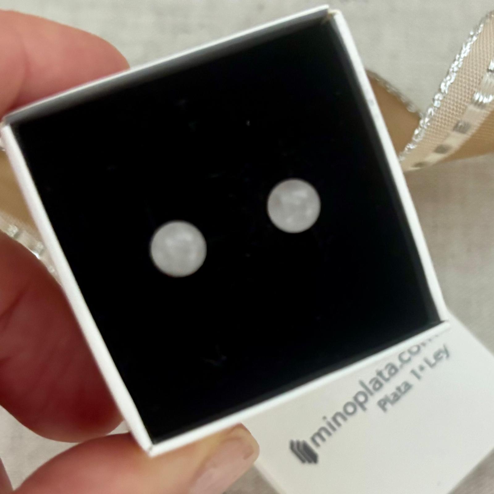 Pendientes bola 6mm de cuarzo rosa en Plata de ley 925 5