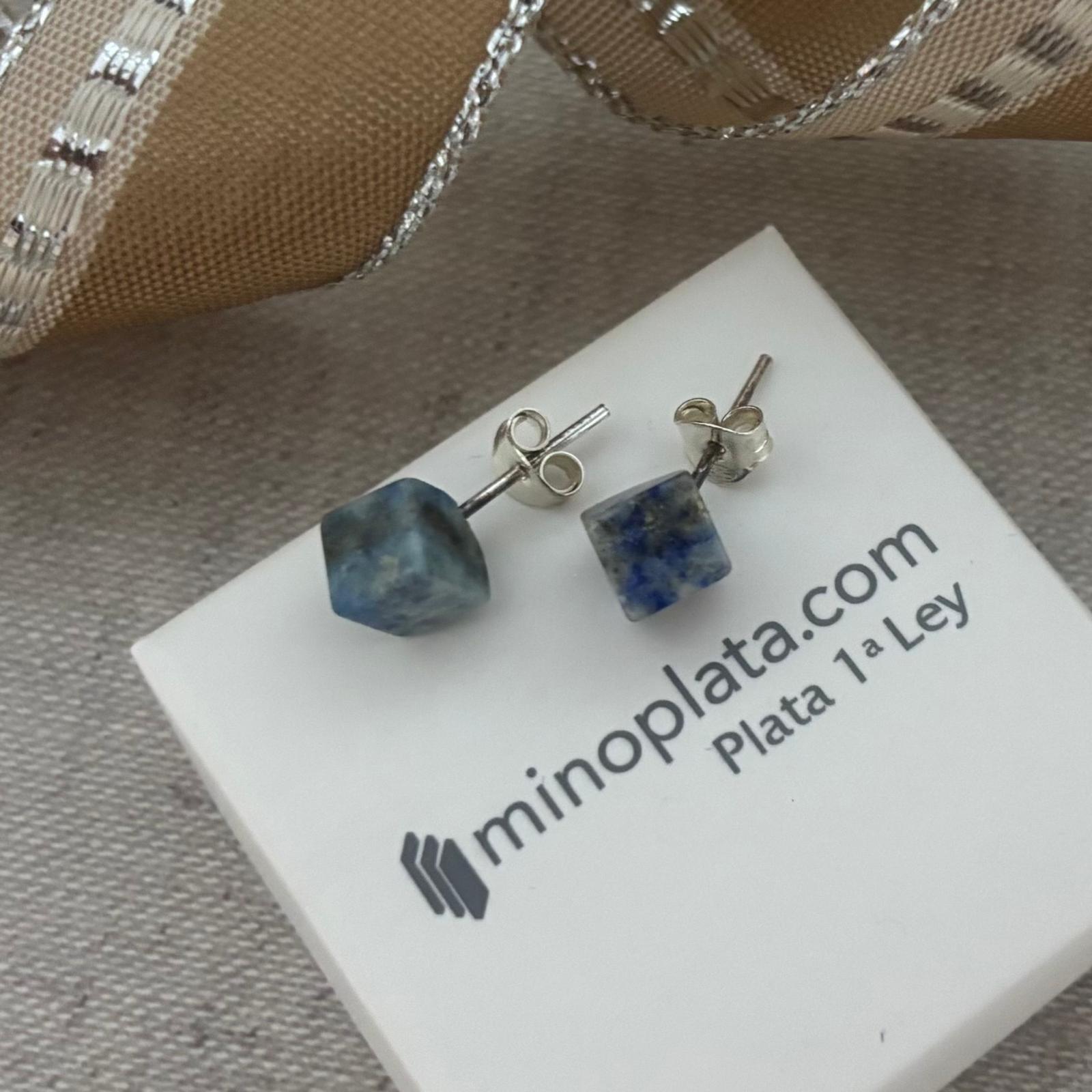 Pendientes cubo lapislazuli 5mm y Plata de ley 925
