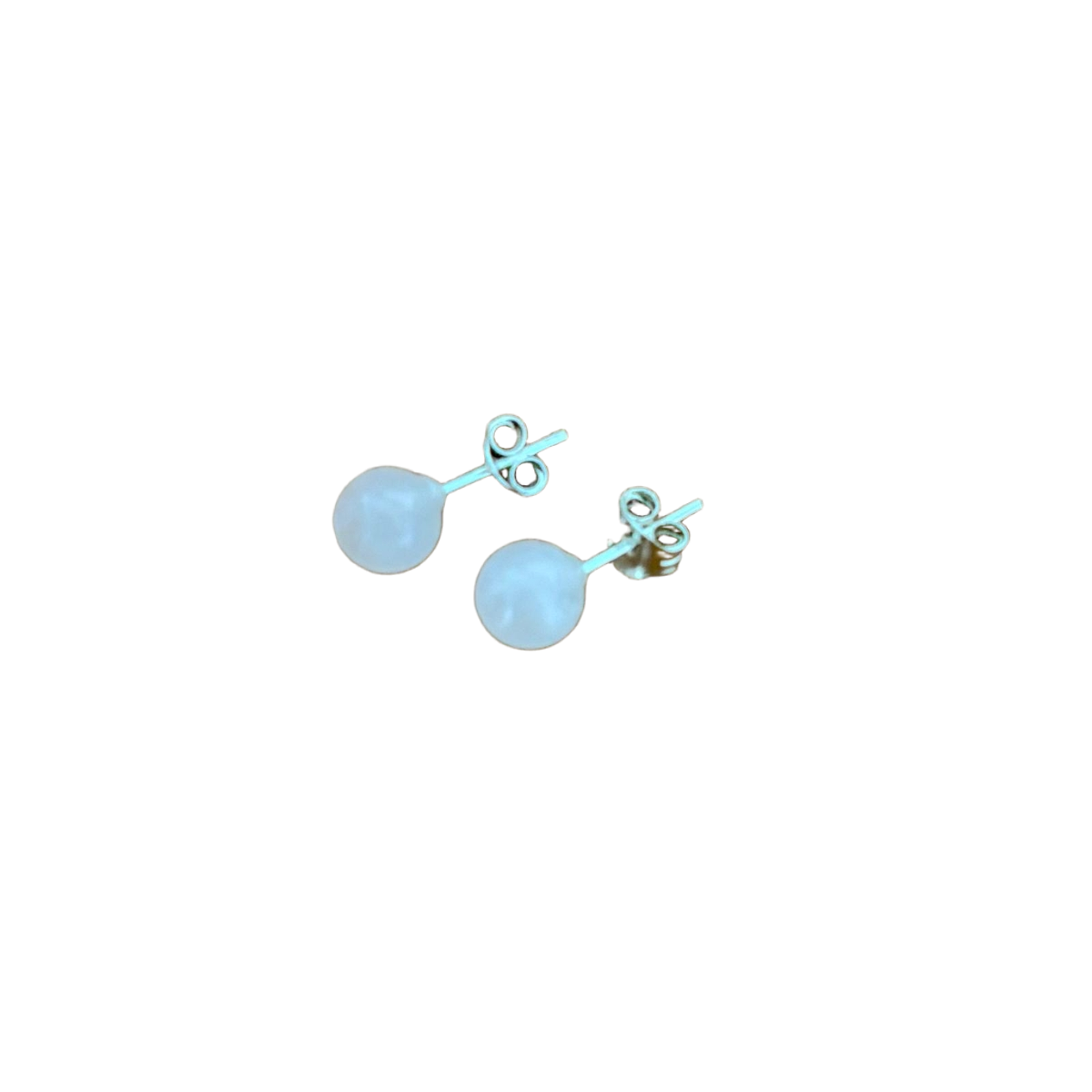 Pendientes bola 6mm de cuarzo rosa en Plata de ley 925