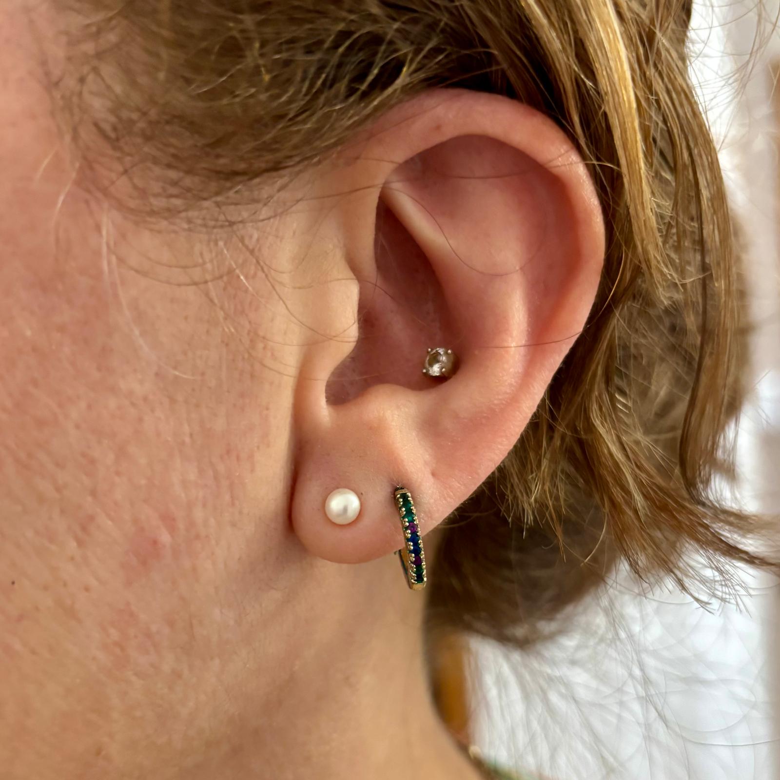 Pendientes Perla botón 4mm en Plata de ley 925 5