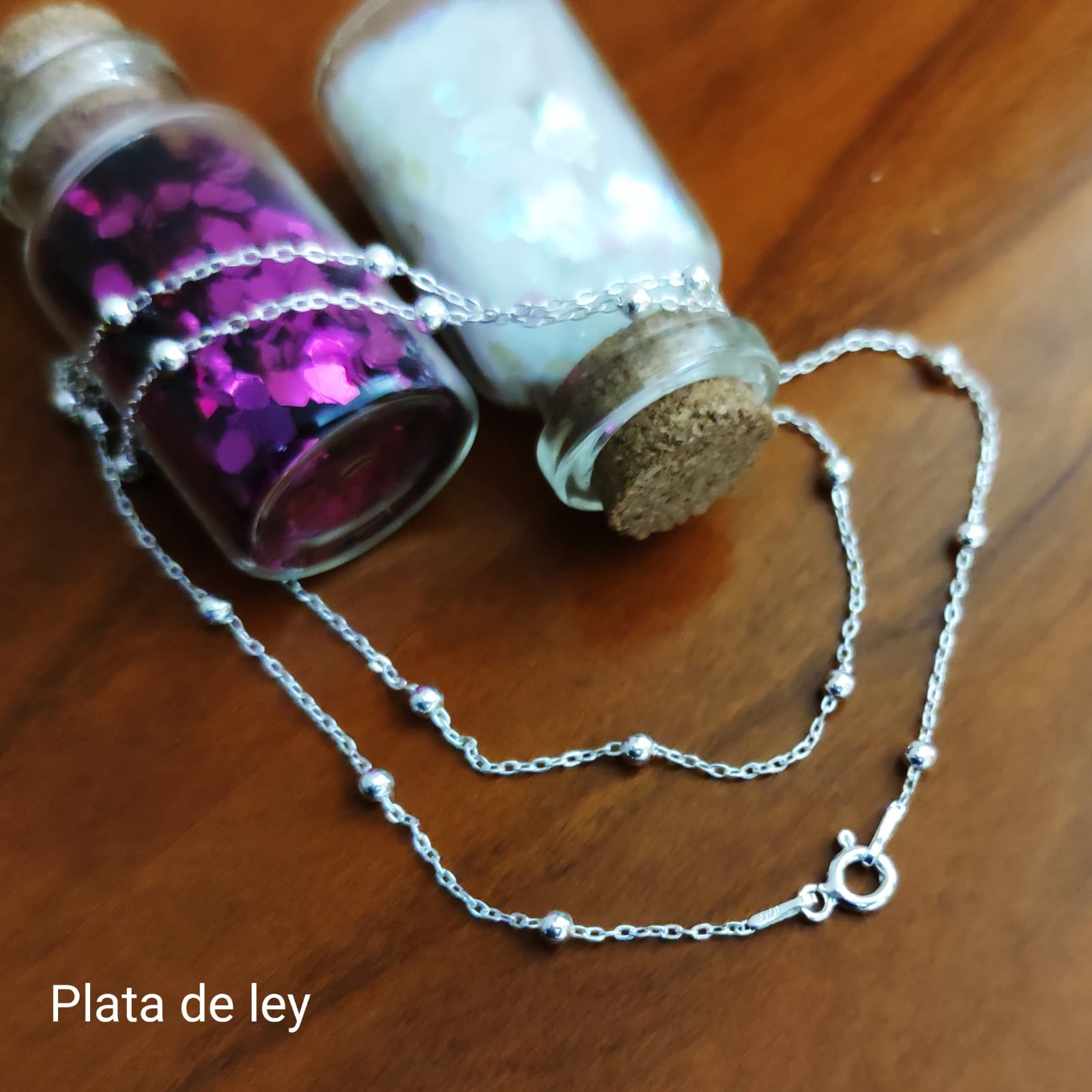 Cadena de Plata con bolitas 50 Cm