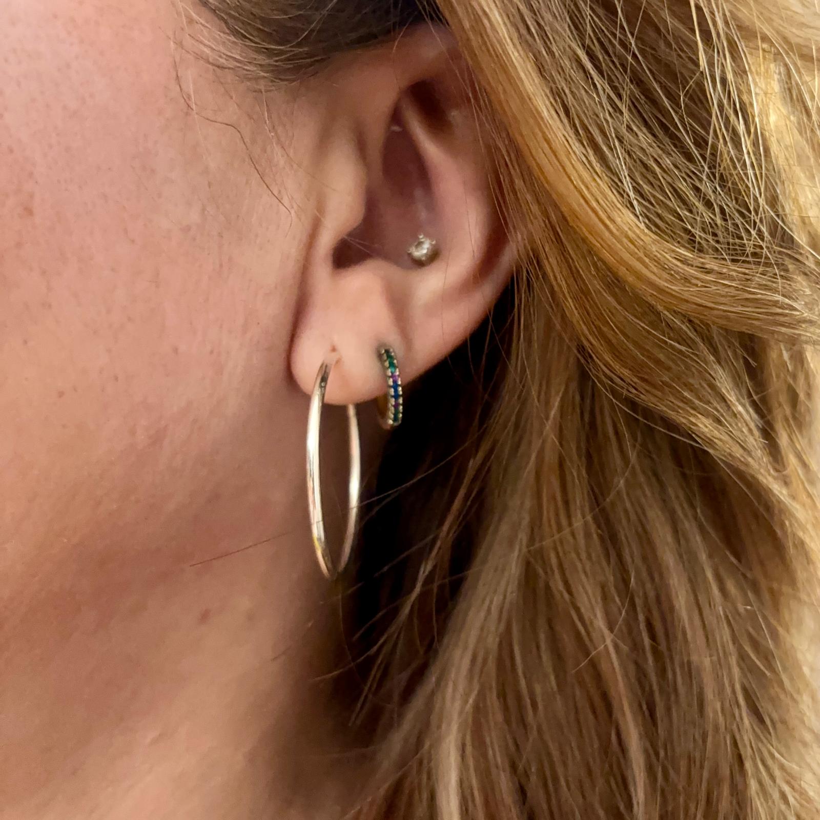 Pendientes aro fino de Plata de Ley 30 Mm.