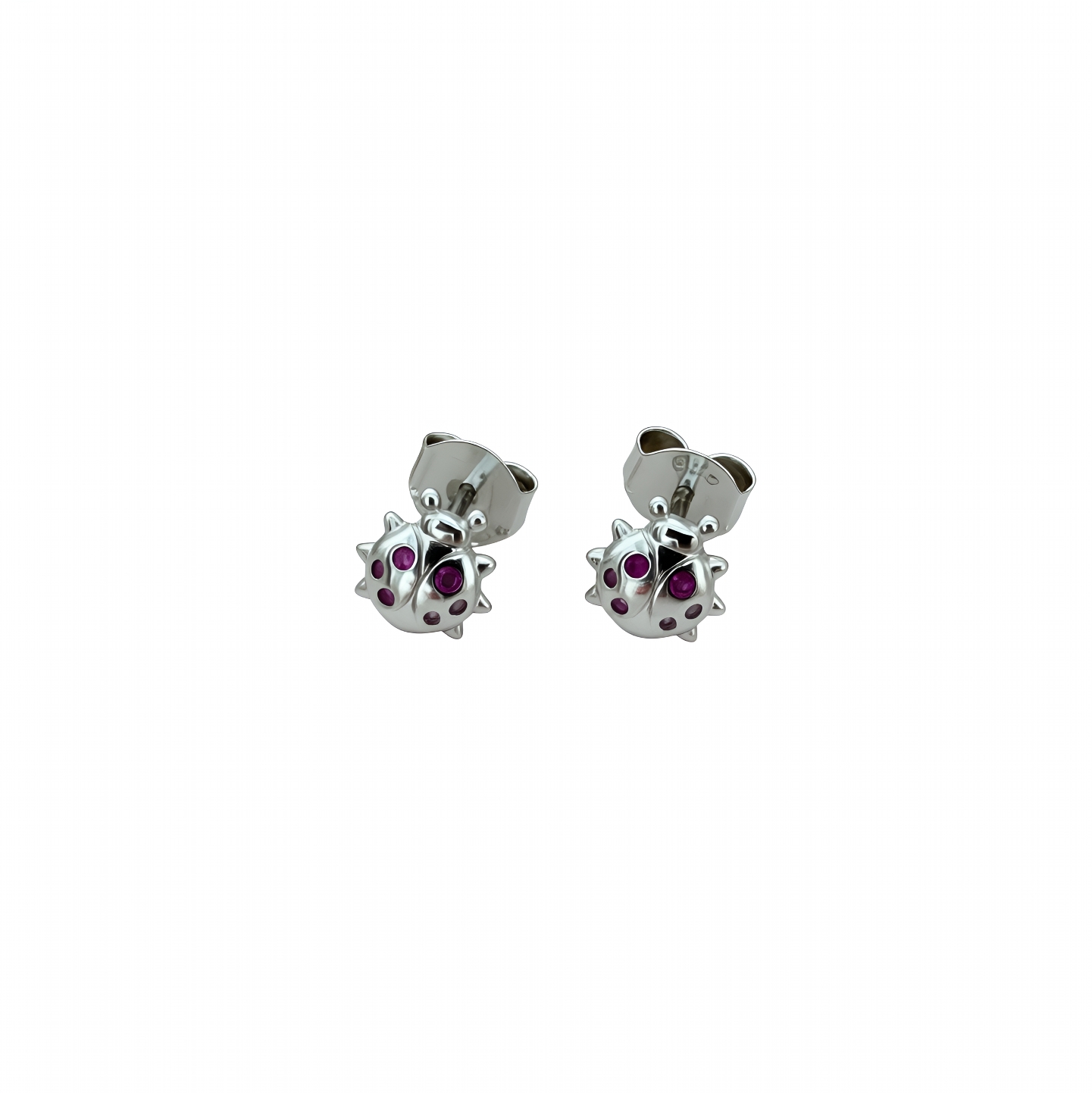 Pendientes mariquitas de Plata rodiada con Circonitas rosas