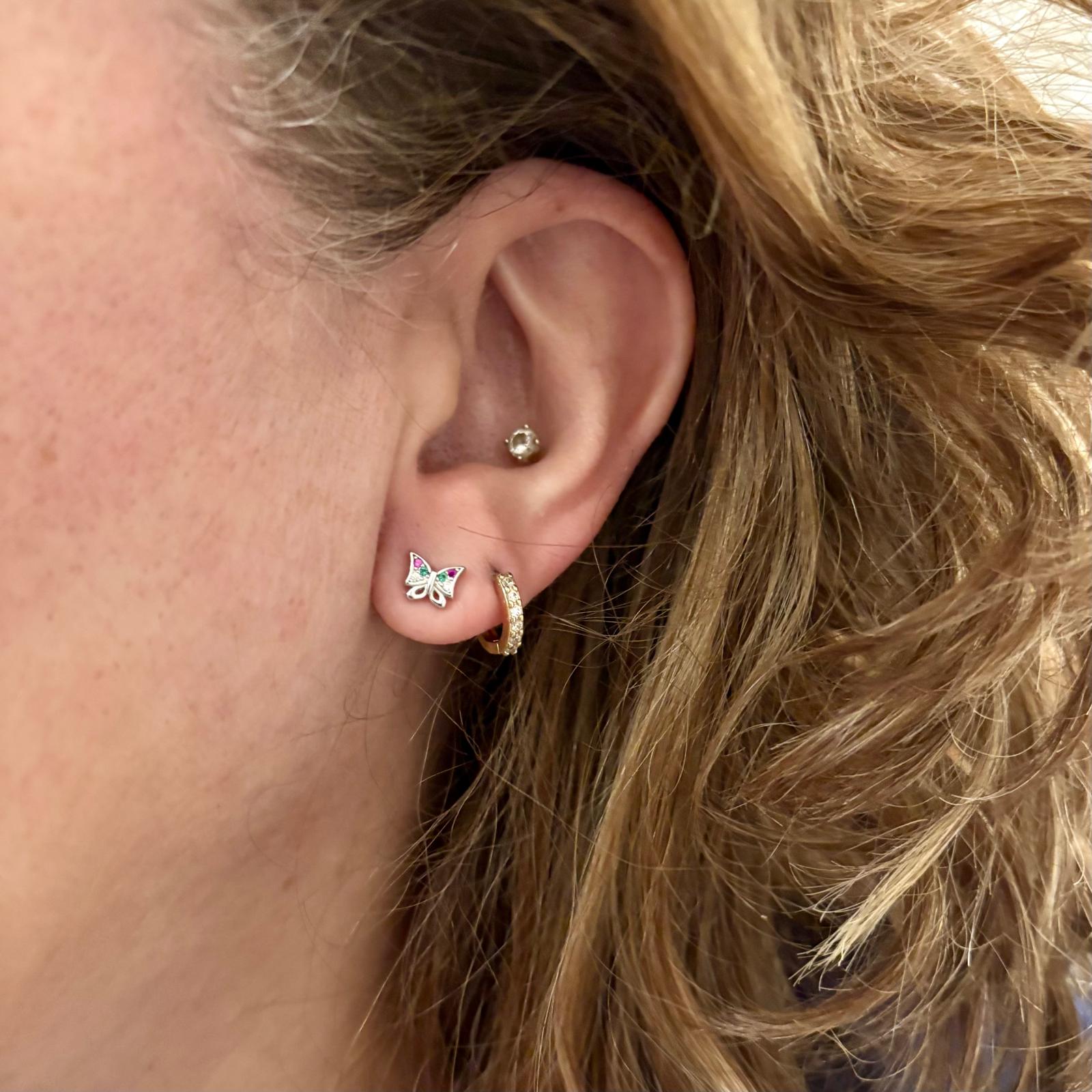Pendientes mariposa de Plata de ley rodiada con Circonitas colores 4