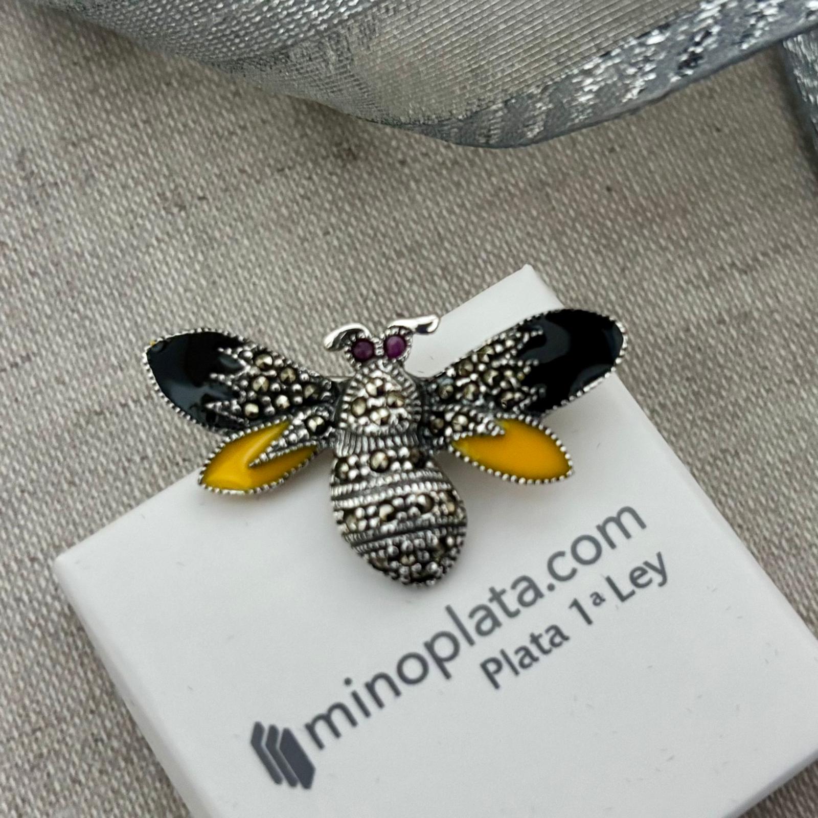 Broche Plata vieja abeja con piedras Marcasitas 5