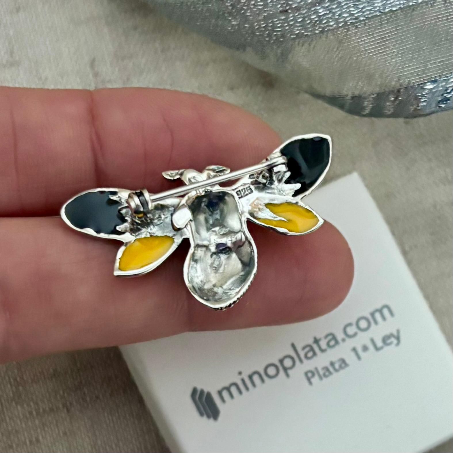 Broche Plata vieja abeja con piedras Marcasitas 3