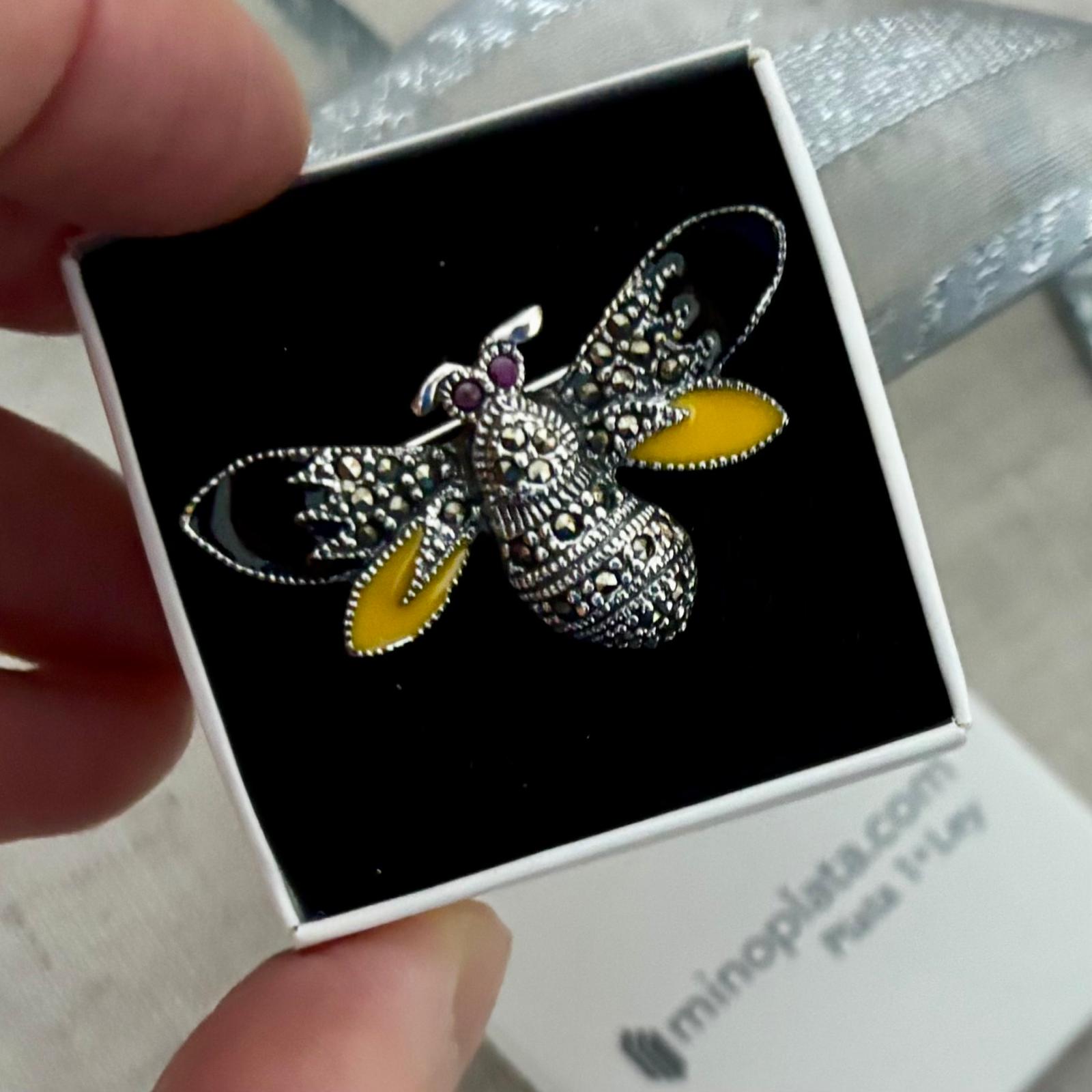 Broche Plata vieja abeja con piedras Marcasitas 4