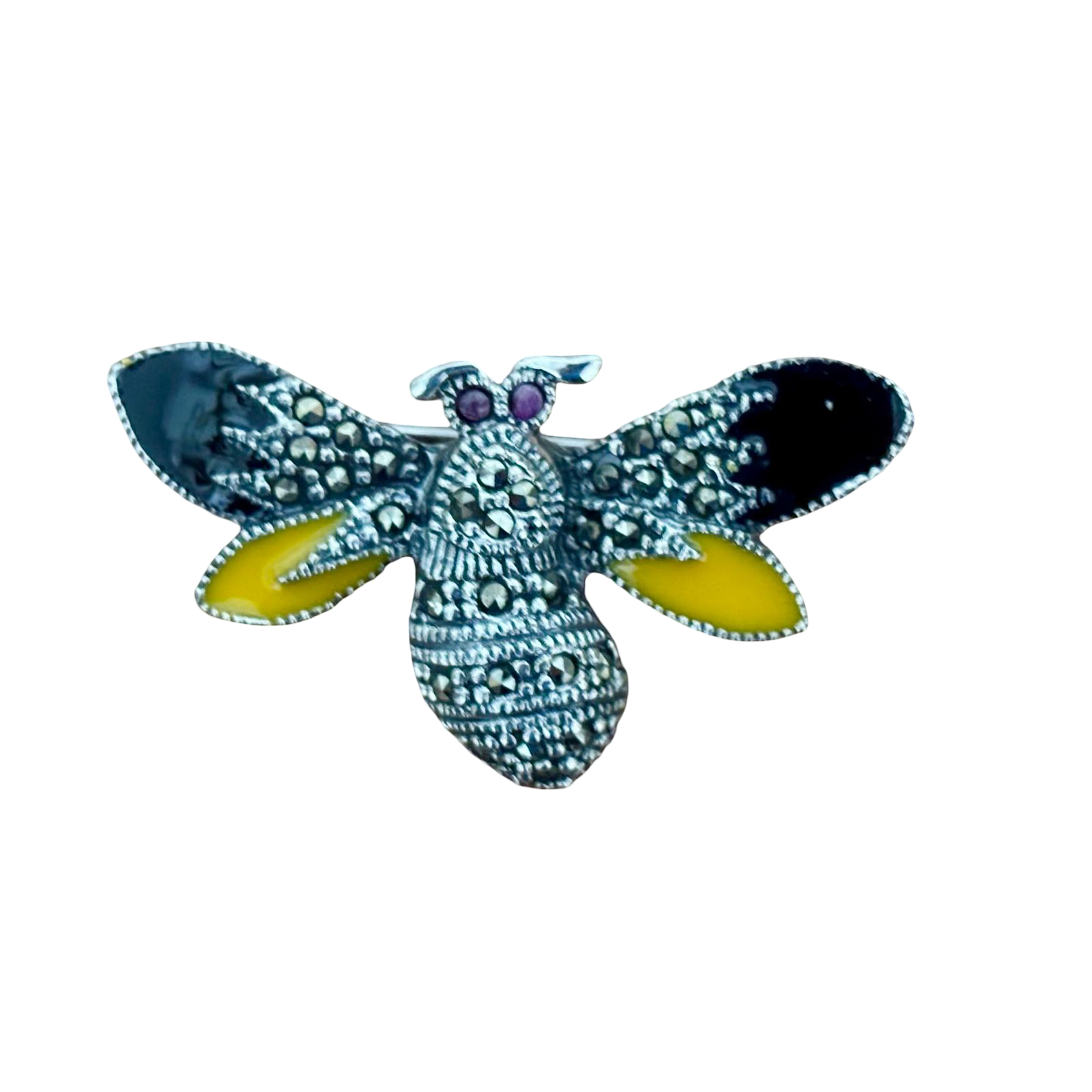 Broche Plata vieja abeja con piedras Marcasitas