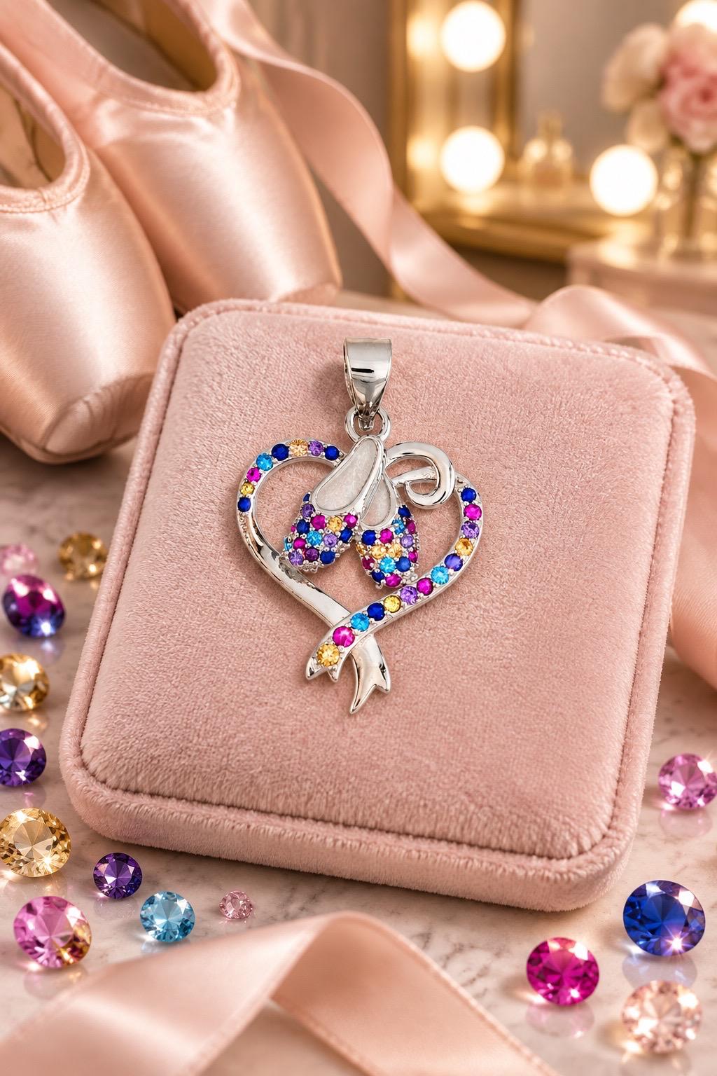 Colgante zapatillas ballet de Plata de ley rodiada con Circonitas de colores 5