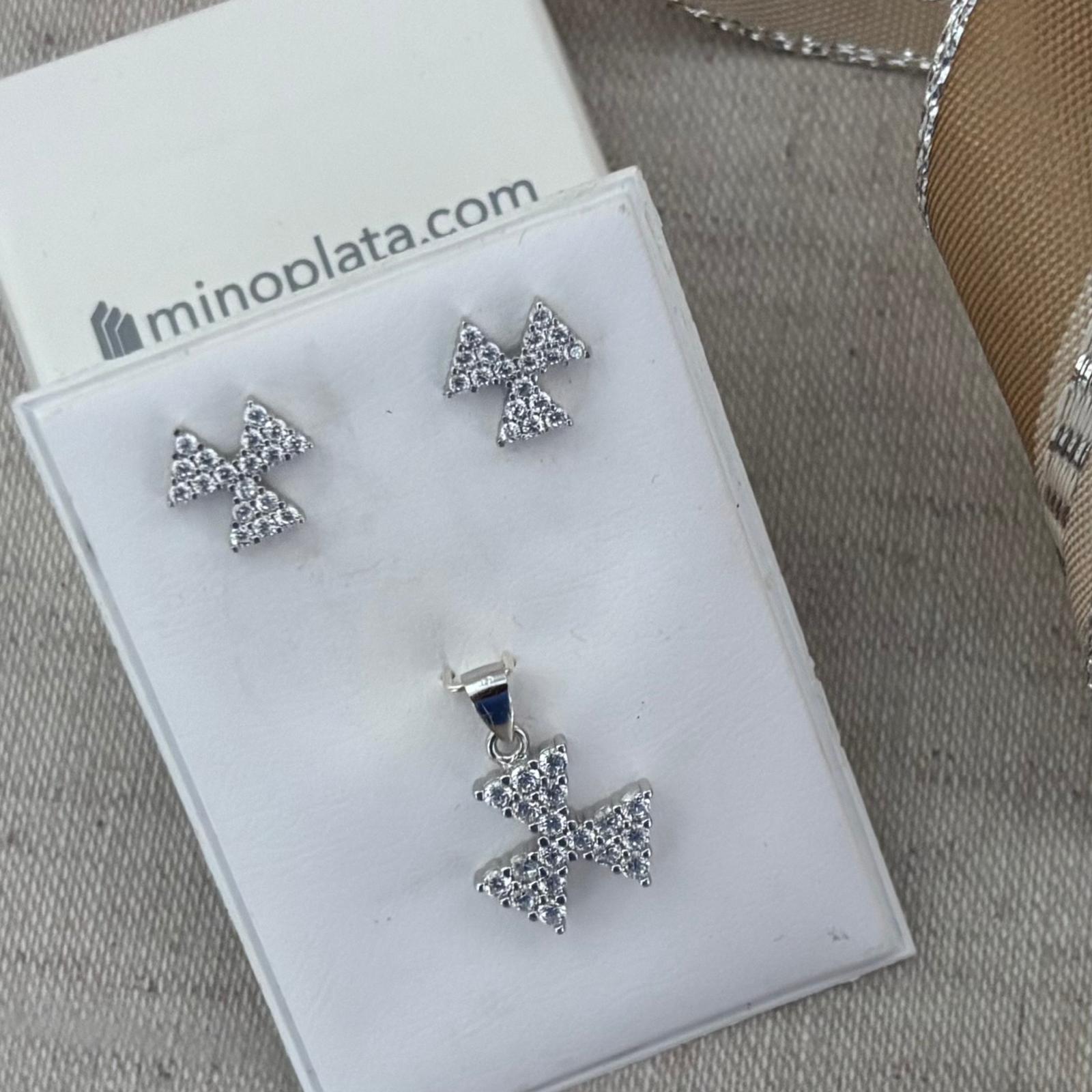 Juego de Pendientes y Colgante triángulos de Plata con Circonitas 3