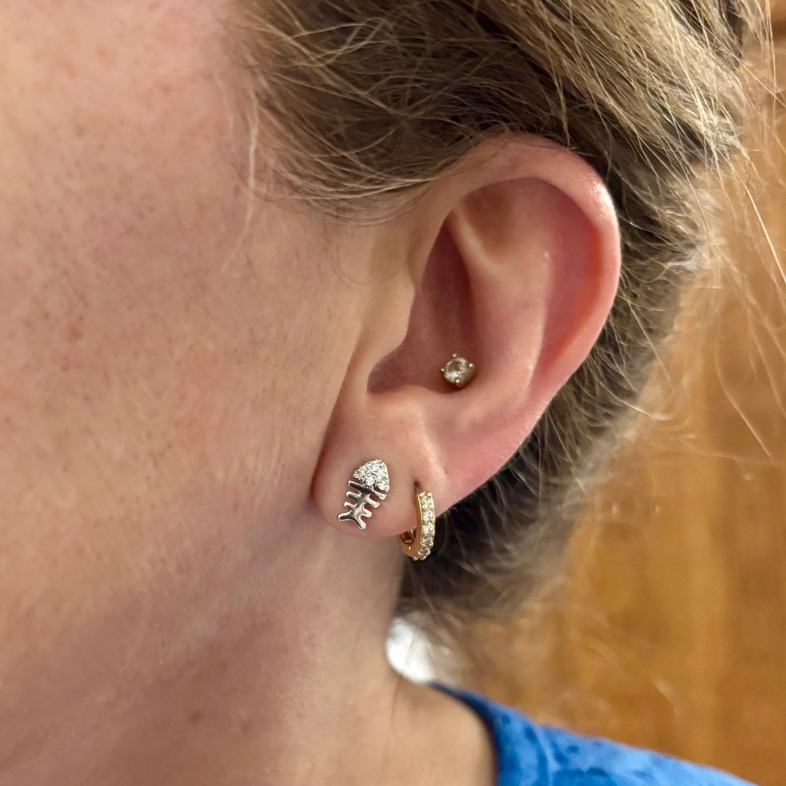 Juego Pendientes y Colgante raspa de Plata de ley con Circonitas 4
