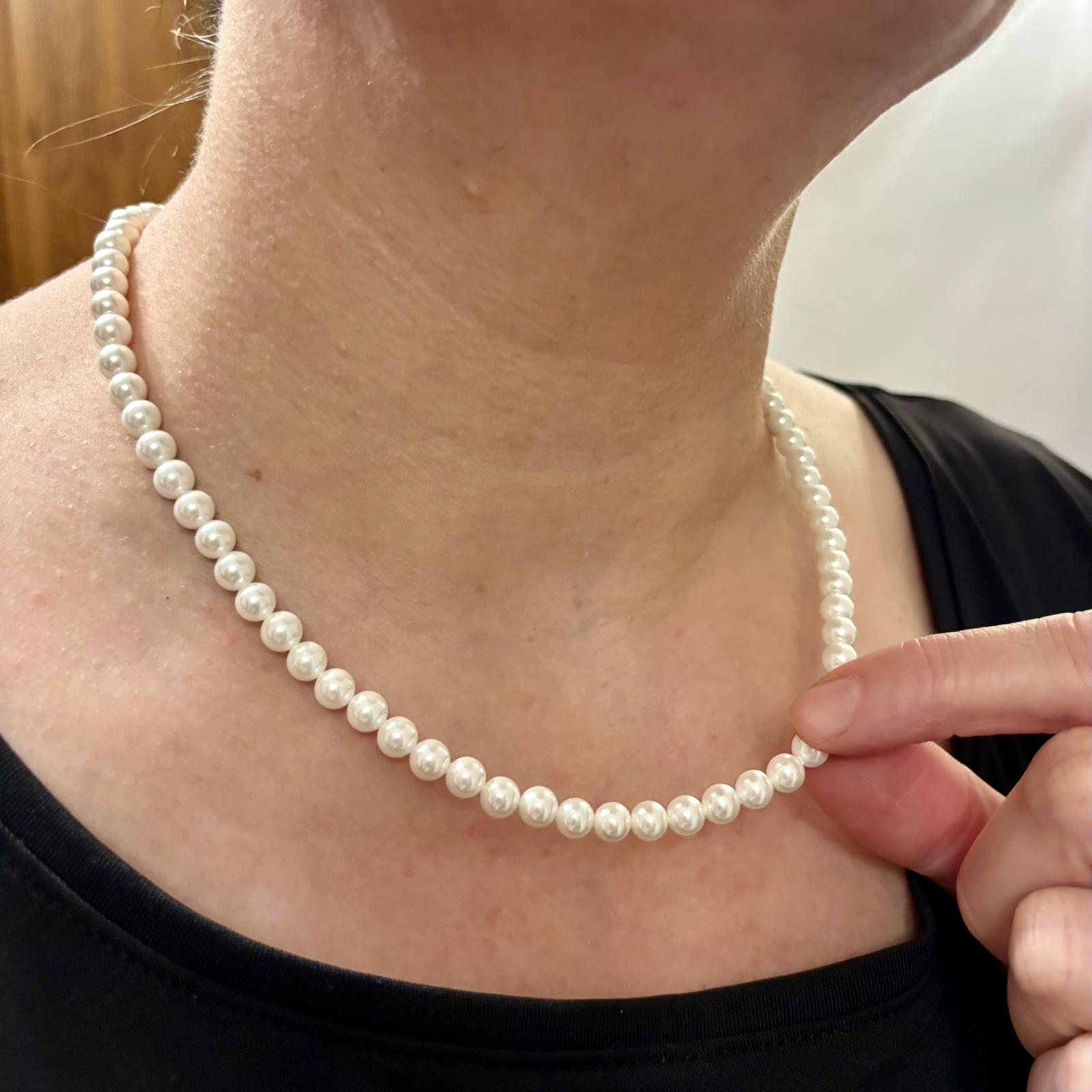 Collar Perlas de nácar 6mm con cierre de Plata de ley 925 4