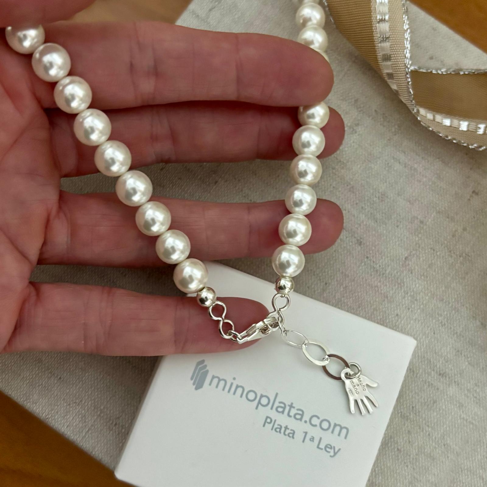Collar de Perlas nácar 8mm con cierre de Plata de ley 925