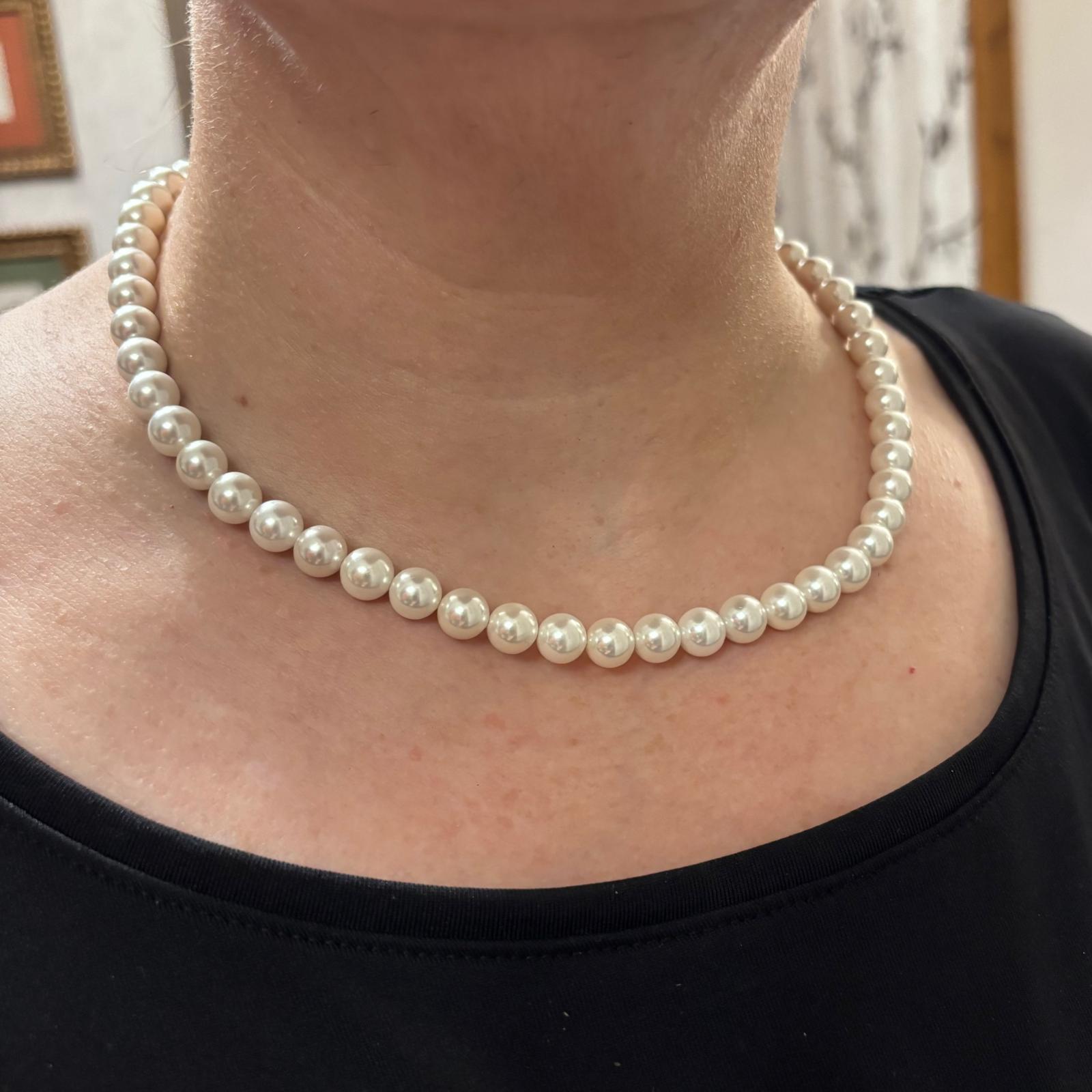 Collar de Perlas nácar 8mm con cierre de Plata de ley 925 4