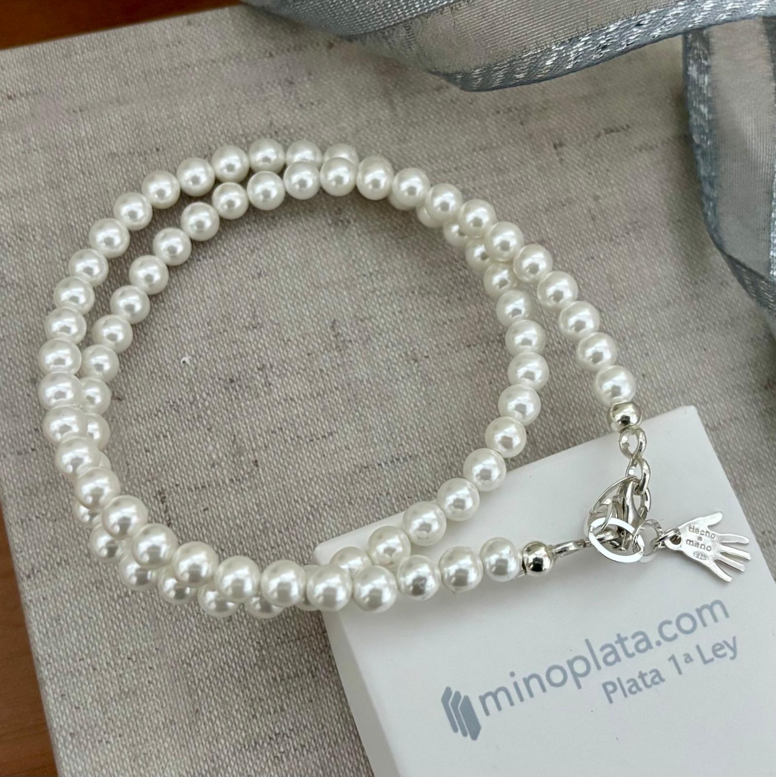 Collar Perlas de nácar 6mm con cierre de Plata de ley 925 3