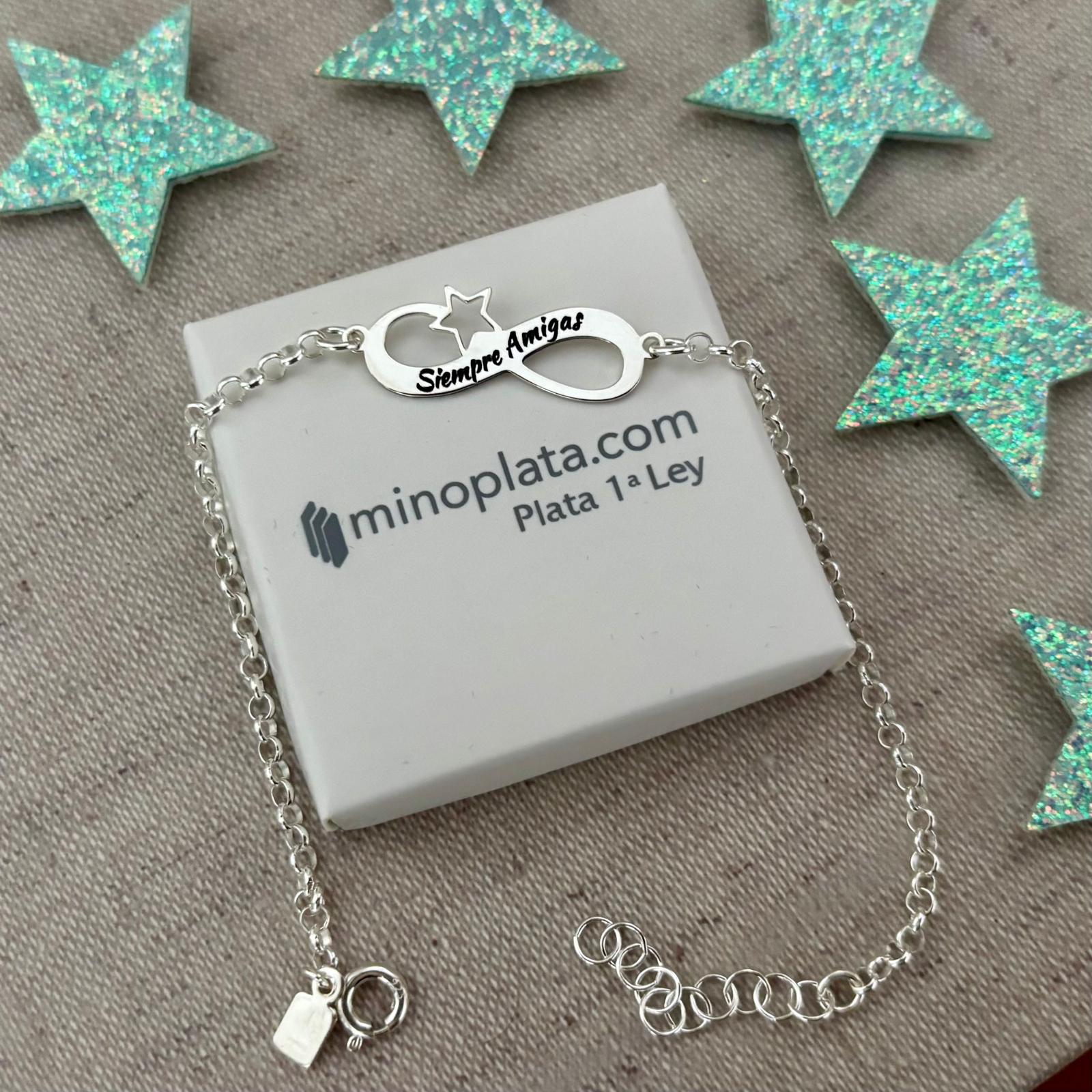 Pulsera infinito estrella calada Siempre Amigas de Plata de ley 925 5