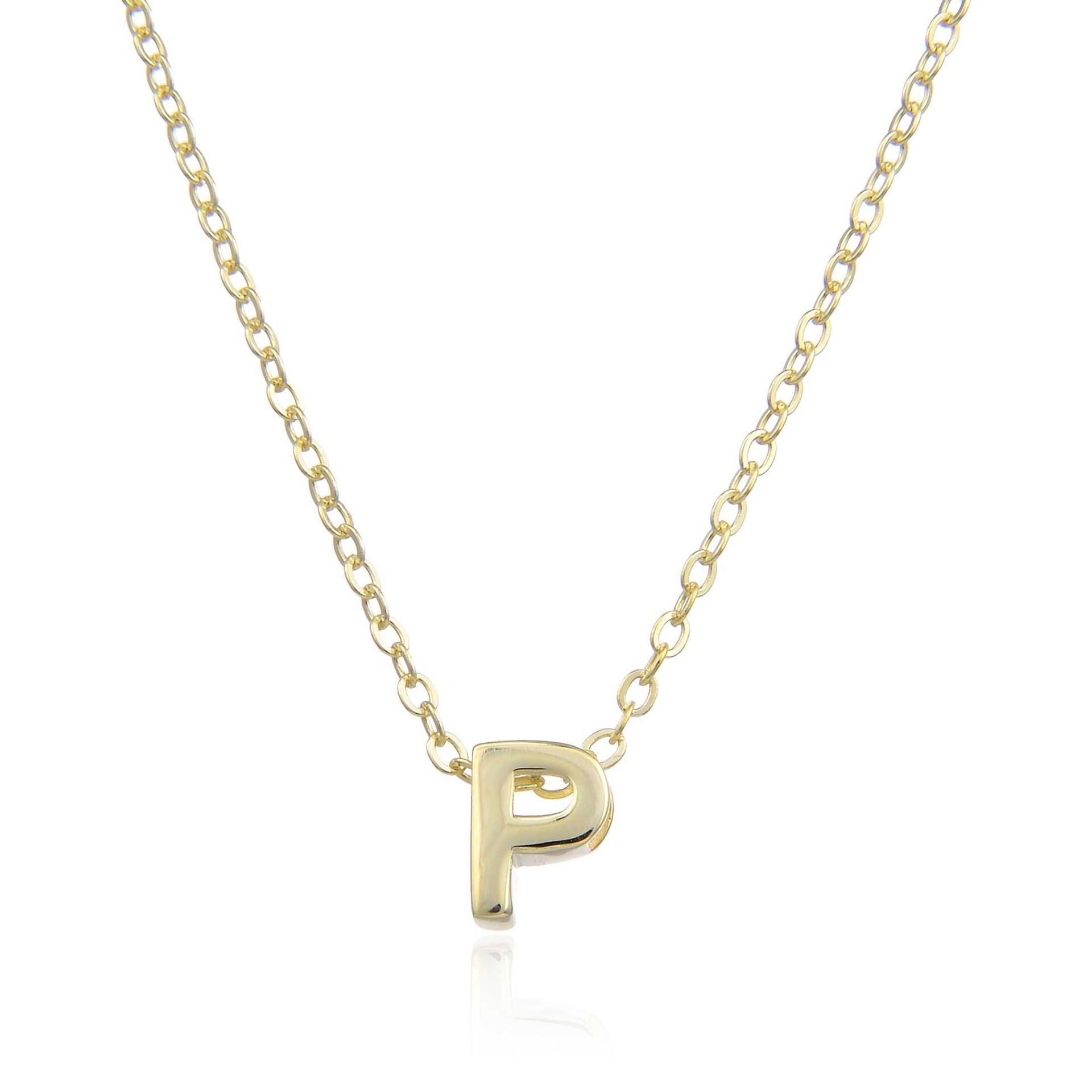 Gargantilla incial letra P de Plata de ley chapada en Oro