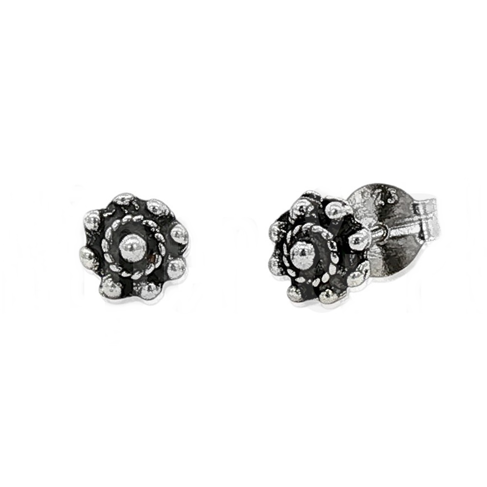 Pendientes charro pequeños de Plata de ley envejecida 5mm